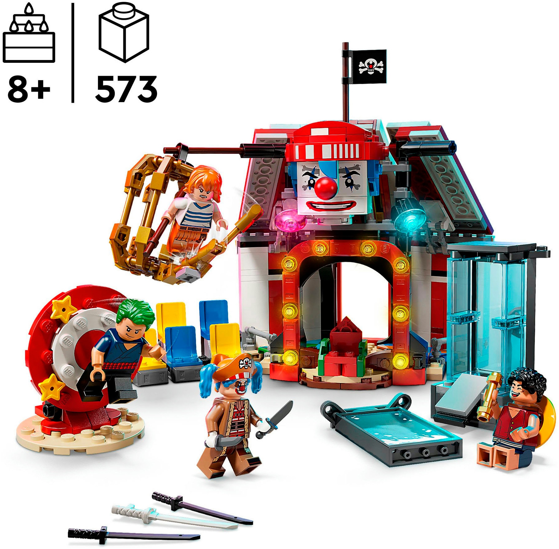 LEGO® Konstruktionsspielsteine »Zirkuszelt von Buggy dem Clown (75637), LEGO One Piece«, (573 St.), Made in Europe