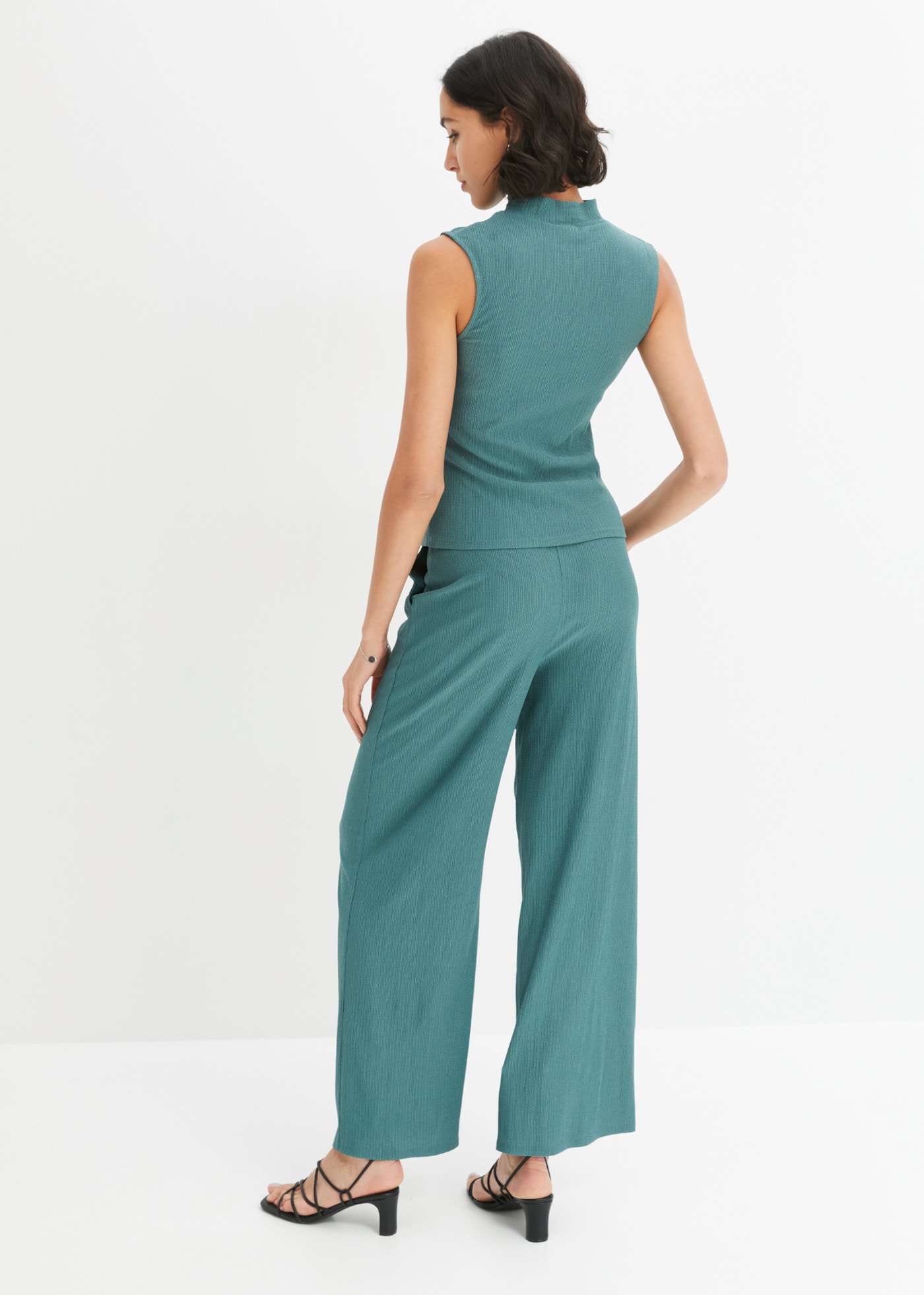 bonprix Overall Set, 2er,  aus Crinklejersey, schmale Passform, ärmellos, im 2er-Set