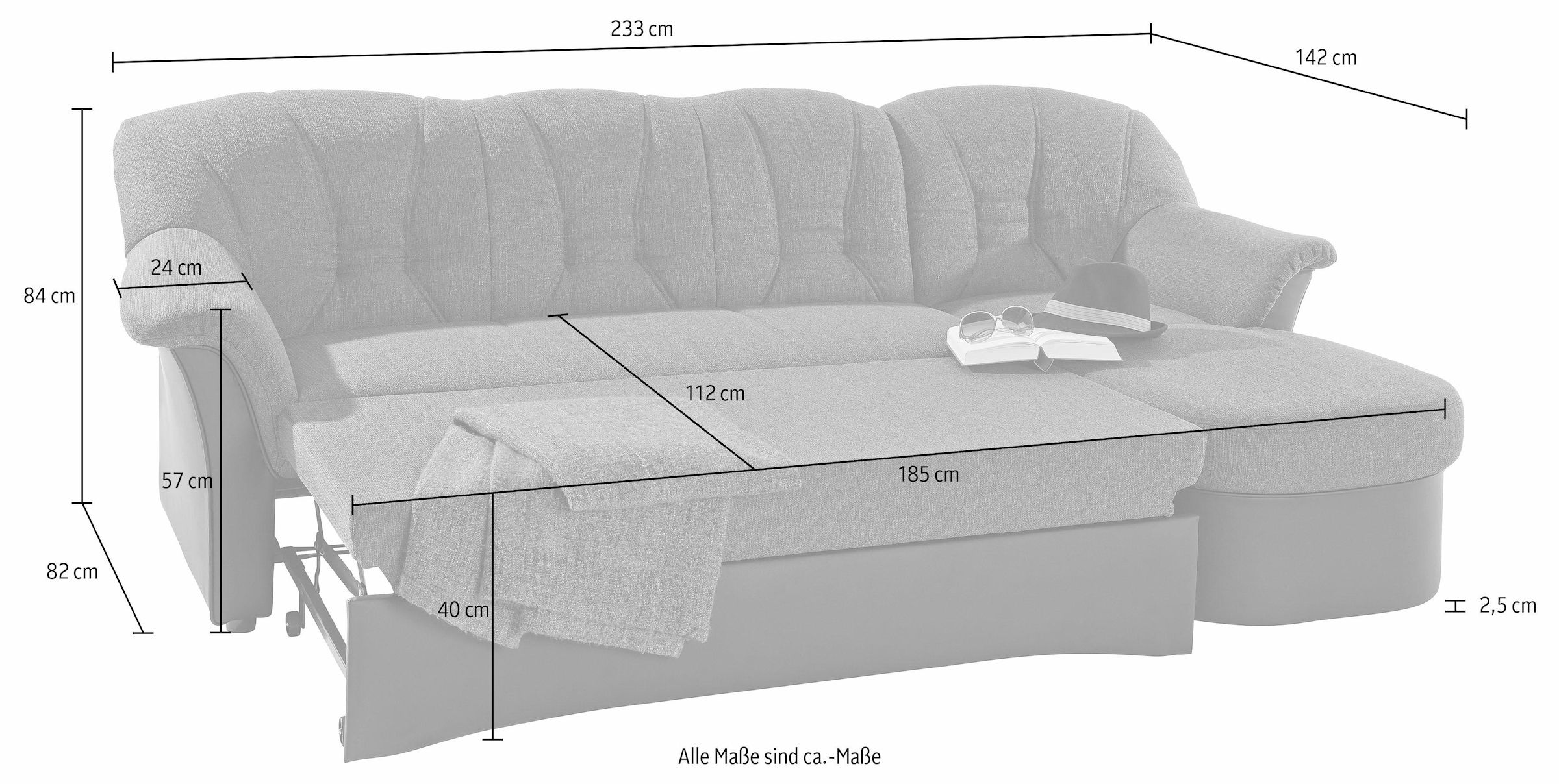 DOMO collection Ecksofa »Elva L-Form«, wahlweise mit Bettfunktion und Federkern