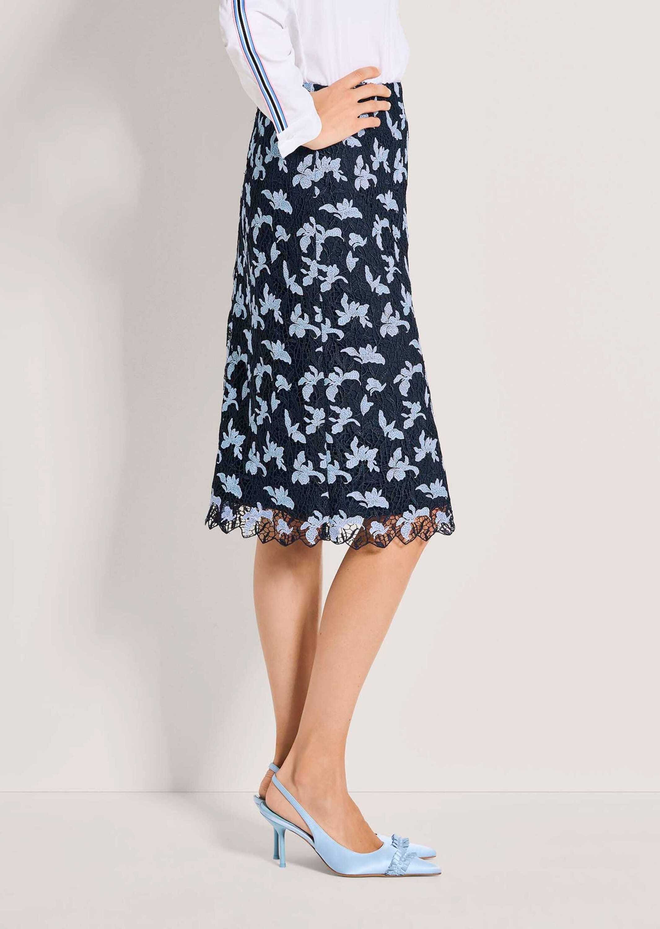 MADELEINE Bleistiftrock »Spitzenrock Midirock mit floralen Akzenten« Gehschlitz