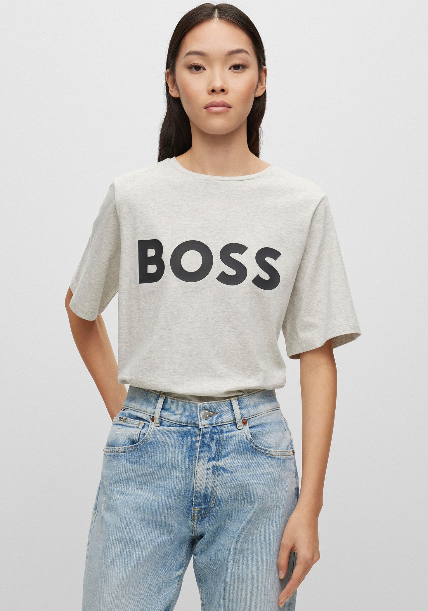 BOSS ♕ BOSS-Kontrastband mit T-Shirt, am Ausschnitt innen bei ORANGE