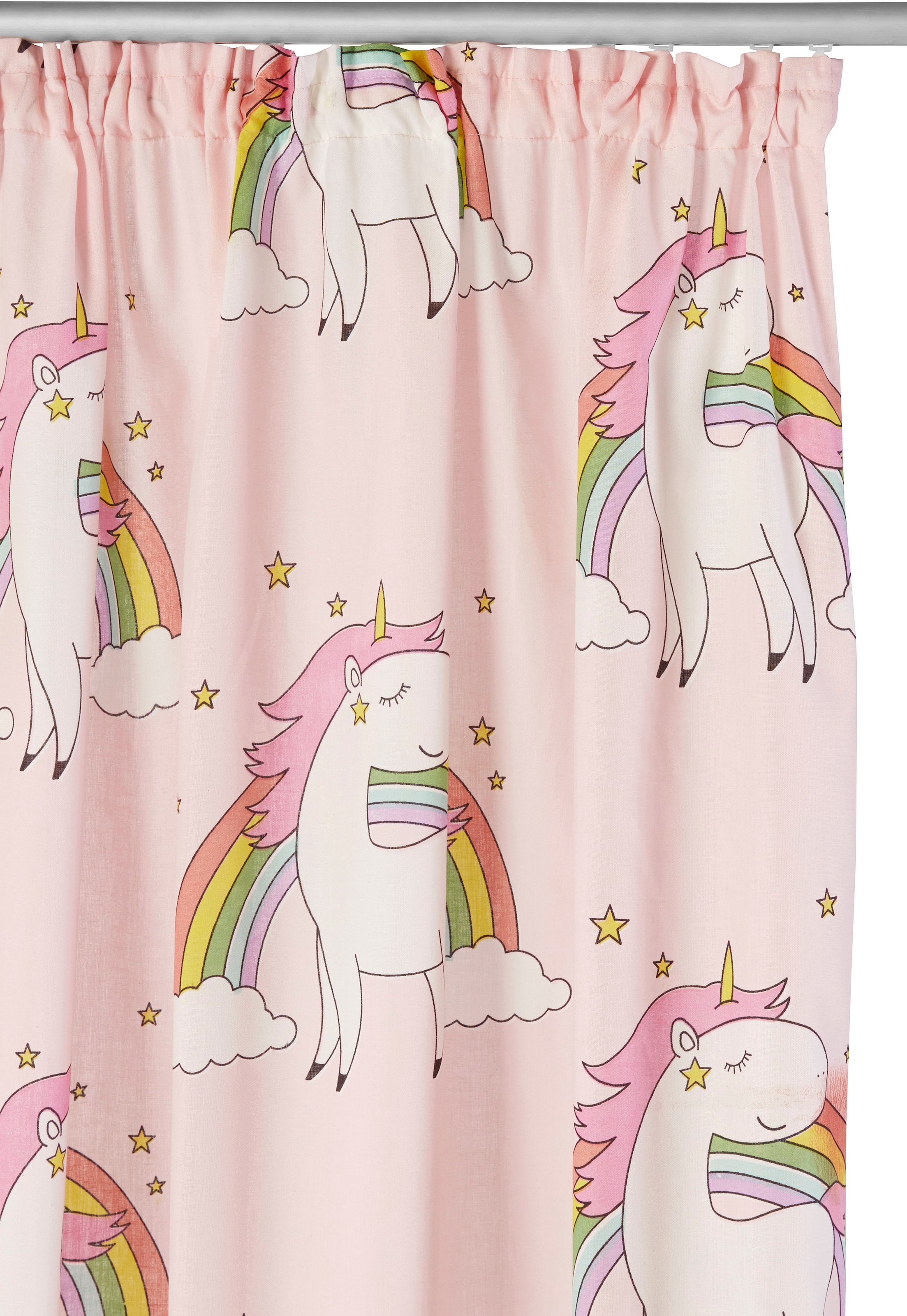 Lüttenhütt Gardine »EINHORN«, (1 St.), Kindergardine, bedruckt, halbtransparent, Einhörner, Regenbogen