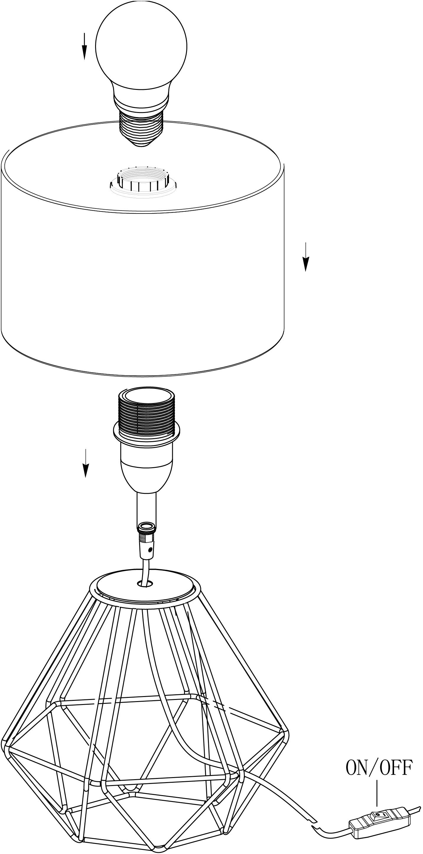EGLO Tischleuchte »CARLTON 2«, 1 mit Schalter Stahl, mit online Nachttischlampe, Stoff, Jahren | flammig-flammig, kaufen XXL 3 E14, Tischleuchte, Garantie