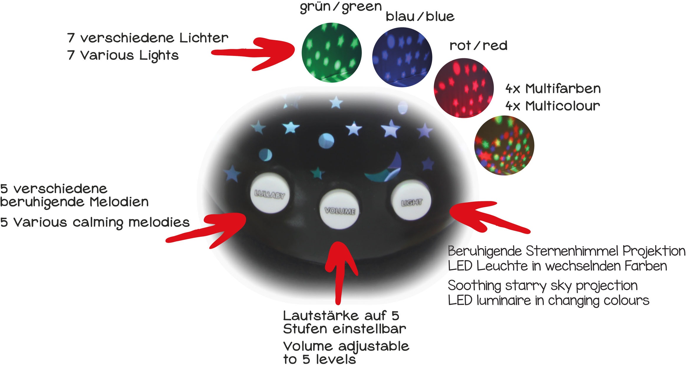 Jamara Kuscheltier »Sternenlicht - Der kleine Rabe Socke«, mit Sternenhimmel  Projektion und Melodien; offiziel lizenziert bei