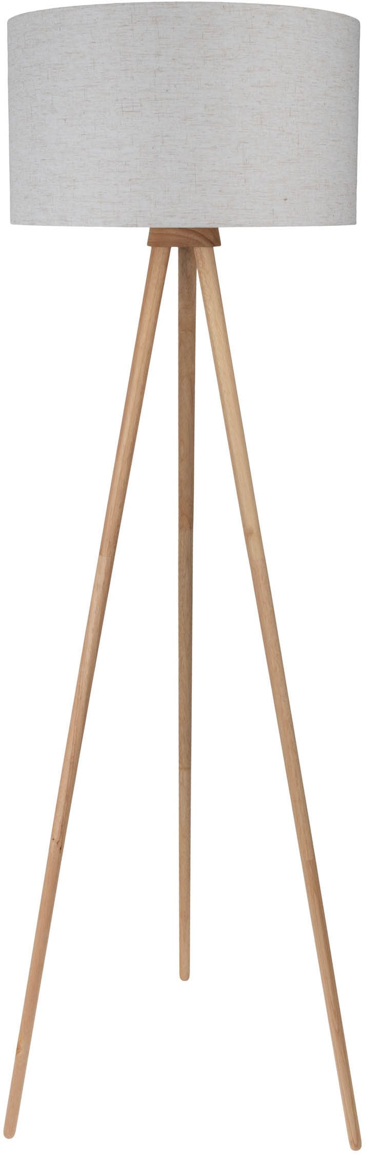 OTTO home Stehlampe »Torell - Dreibein Stehleuchte« E27 1 Stk. Textil, Dreibein Holz, E27, Kabel 300cm, Leinen o. Cord, Textilschirm