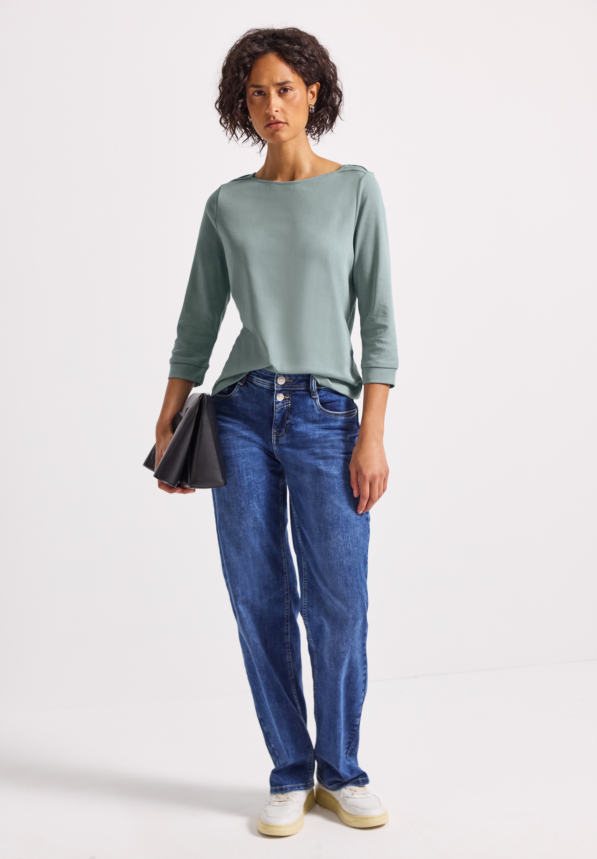 STREET ONE 3/4-Arm-Shirt, U-Boot-Ausschnitt und 3/4-Ärmel mit Bündchen