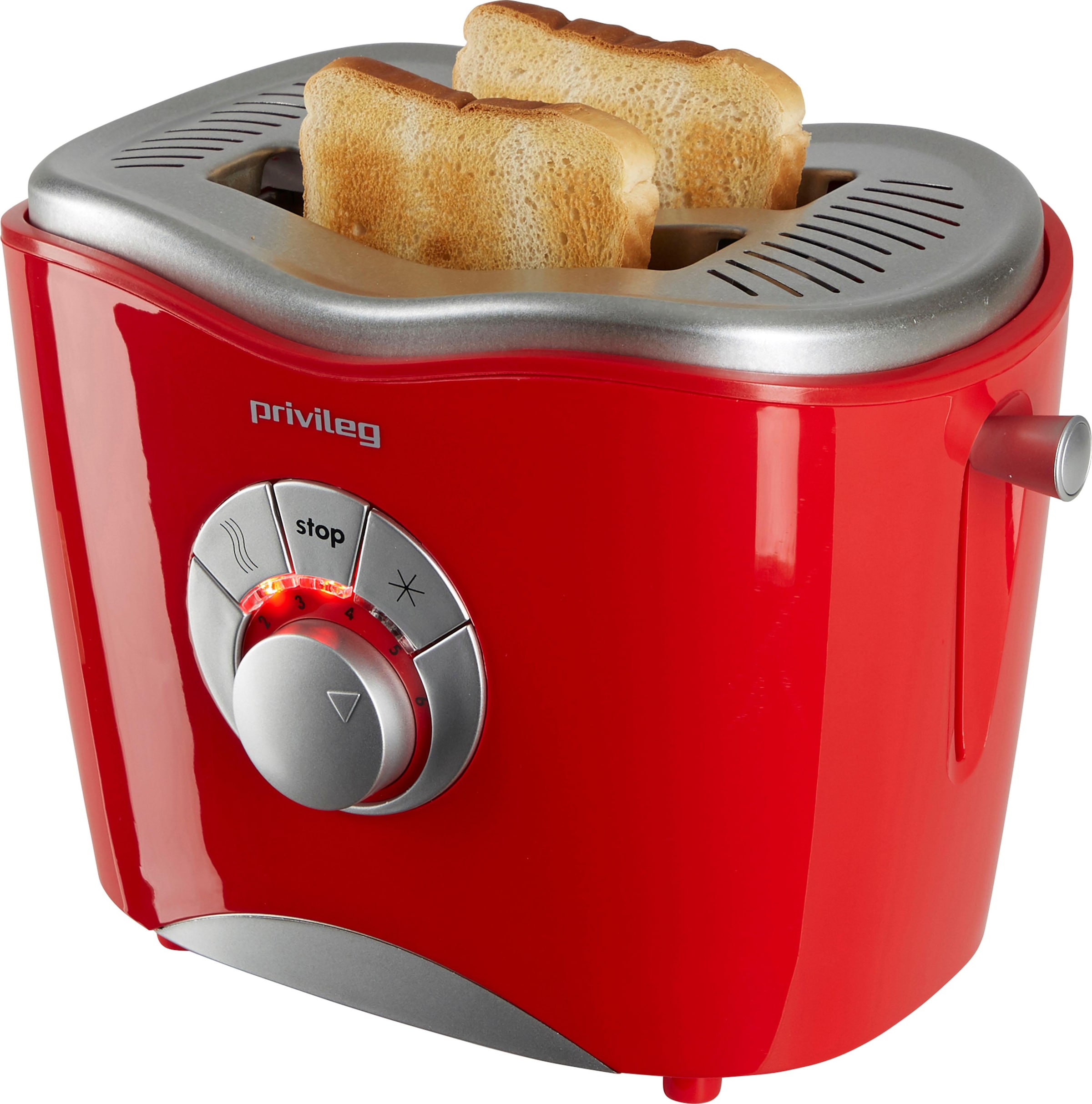 Privileg Toaster »747566«, 2 kurze Schlitze, für 2 Scheiben, 860 W, rot mit  3 Jahren XXL Garantie | Langschlitztoaster