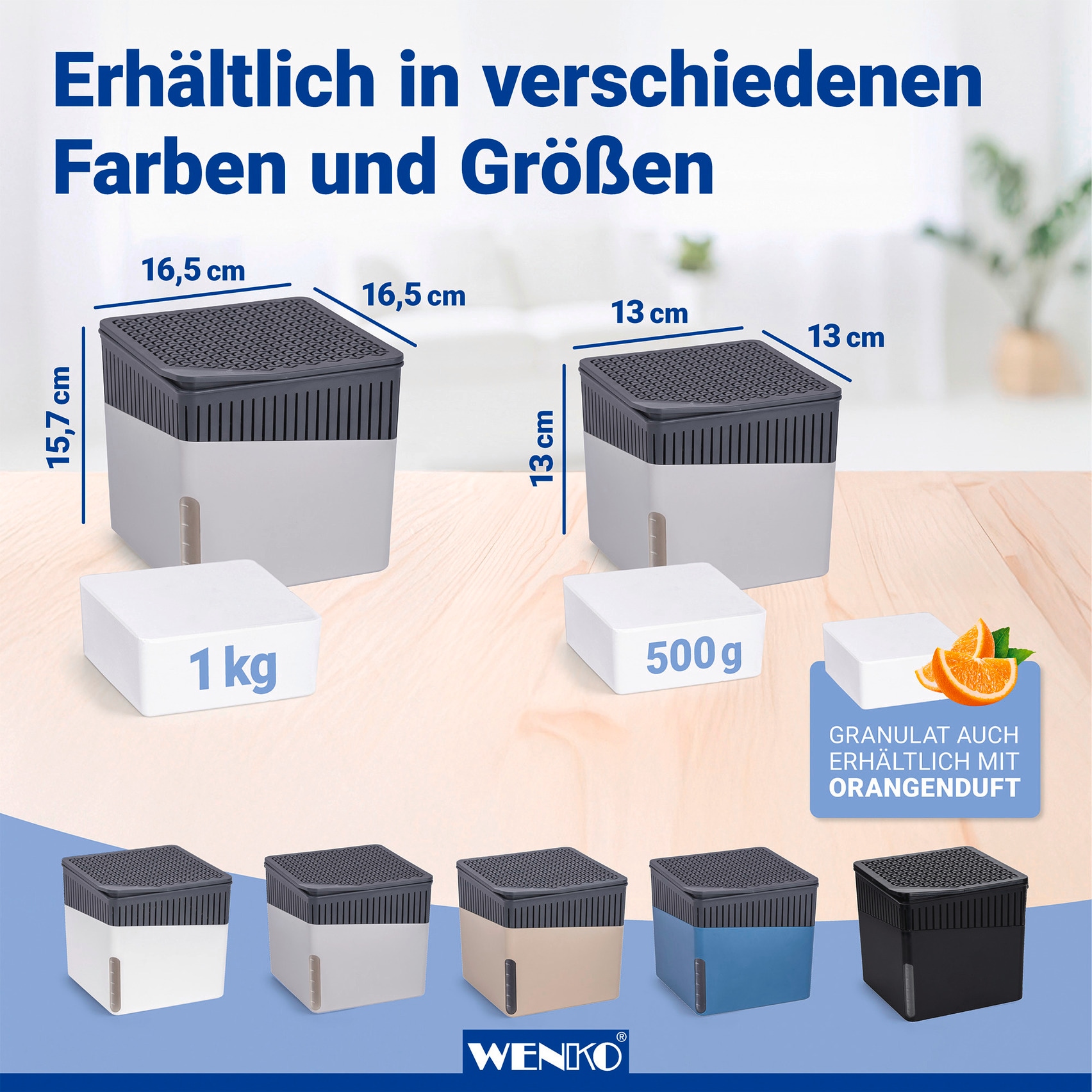 WENKO Luftentfeuchter »Cube« für 80 m³ Räume mit 2 x 1000 g Entfeuchter-Blöcken, für Räume bis 80 m³
