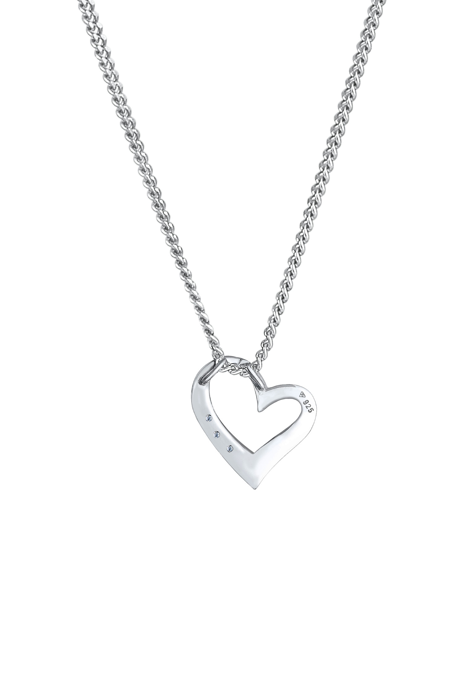 Elli DIAMONDS Silberkette »Halskette Herz Liebe Diamant (0.06 ct.) 925 Silber«
