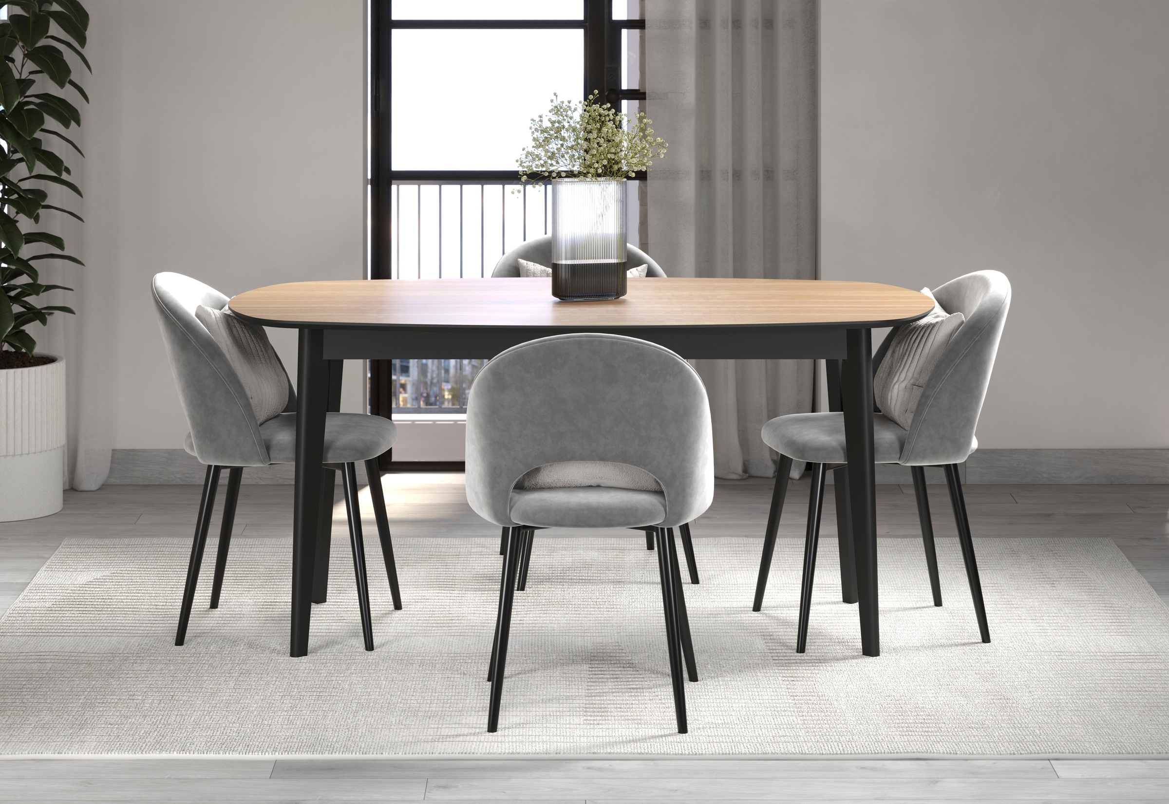 Home affaire Esstisch »Ronda« 1 Stk. tlg. Esszimmertisch oval auf Massivholzfüßen - (B/T/H) 160/90/77 cm