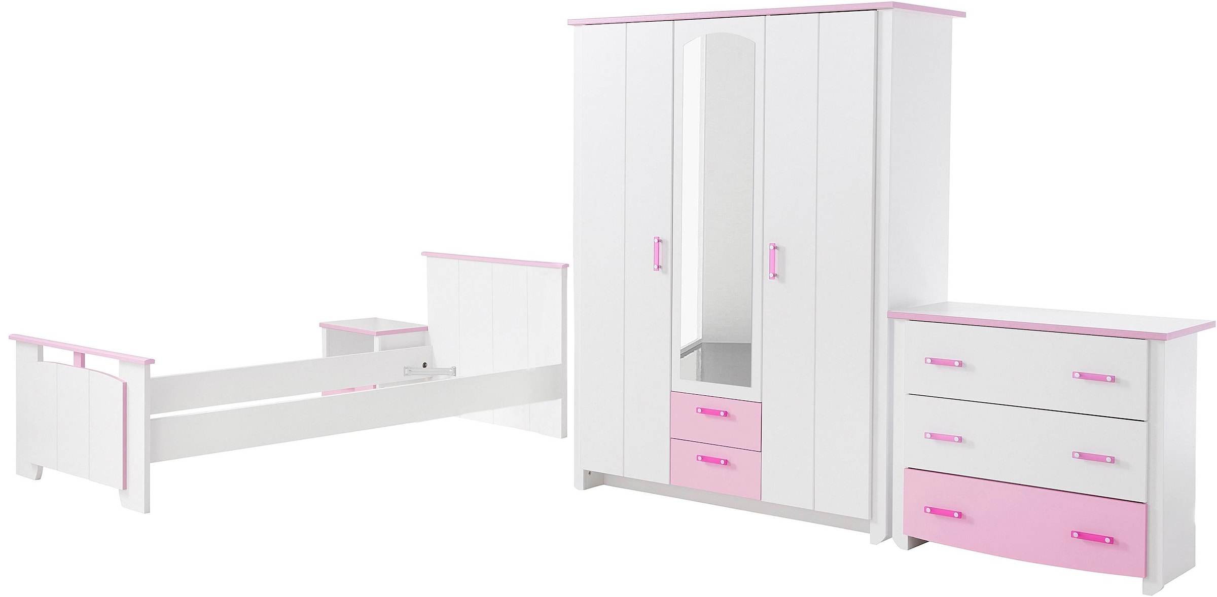 Parisot Jugendzimmer-Set »Biotiful«, (Set, 4 tlg., Bett, Nachttisch, Schrank, Kommode), mit Kleiderschrank und Kommode