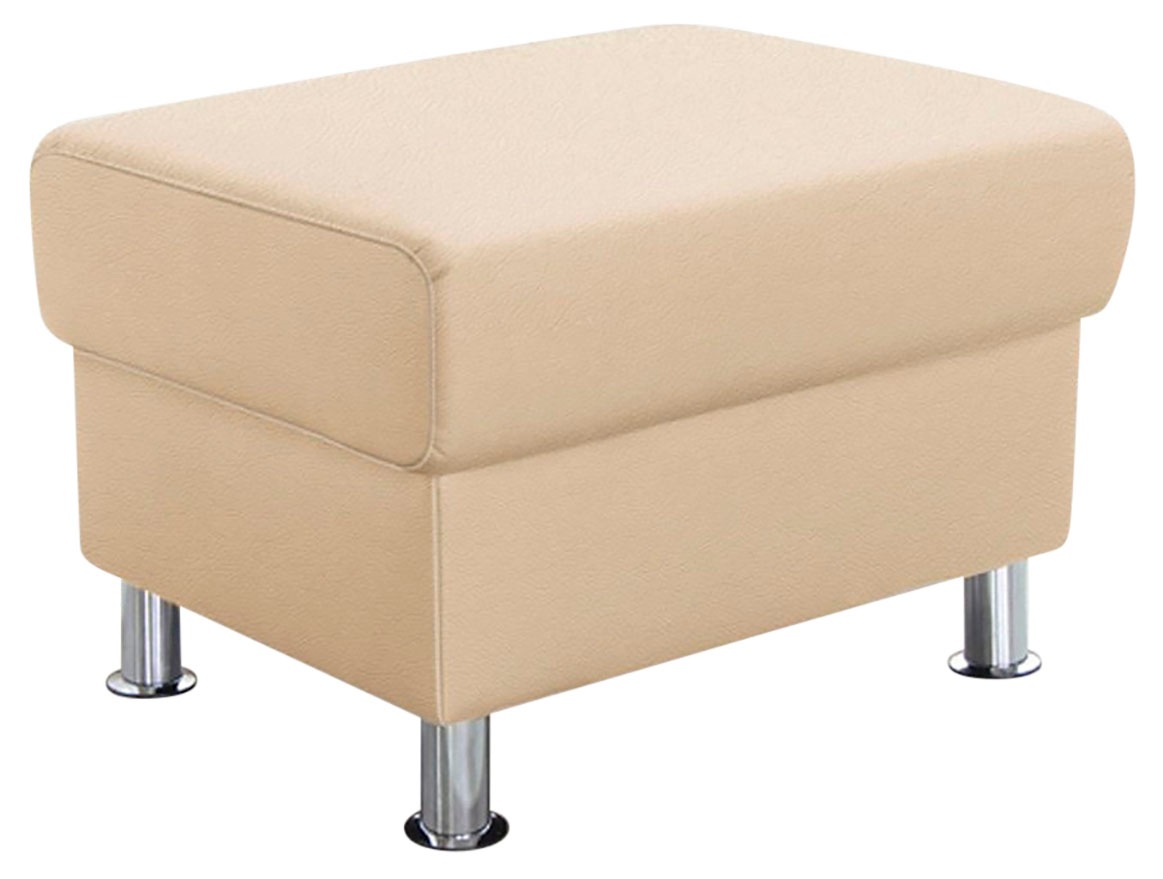 TRENDMANUFAKTUR Hocker »Rondo, Polsterhocker zur Serie, Breite 67 cm, Füße chromfarben«, Fußhocker wahlweise mit Federkern, in verschiedenen Bezügen bestellbar
