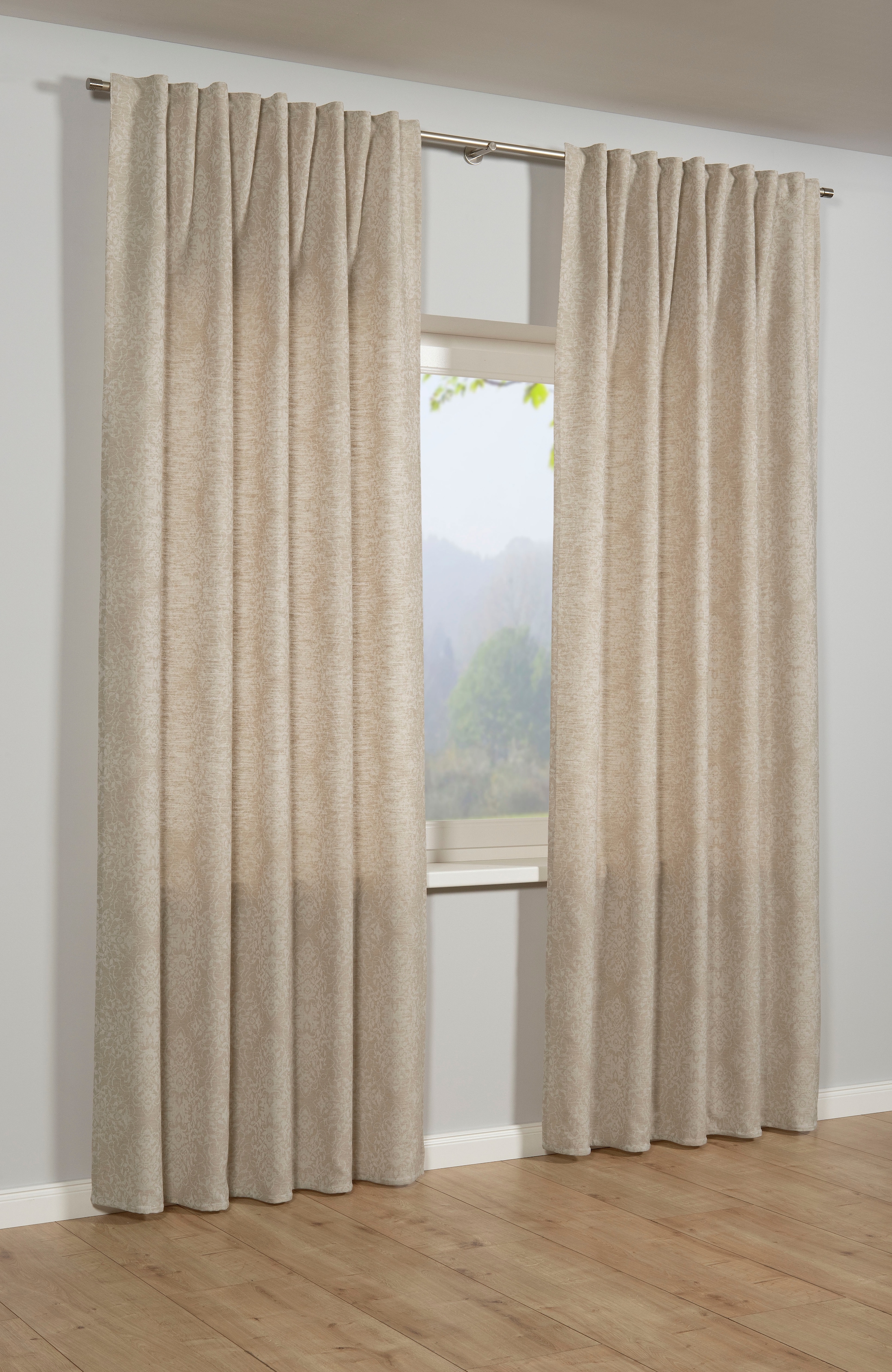 Gardine »Schal Jacquard Ornamente«, (1 St.), mit Gardinenband und verdeckten Schlaufen