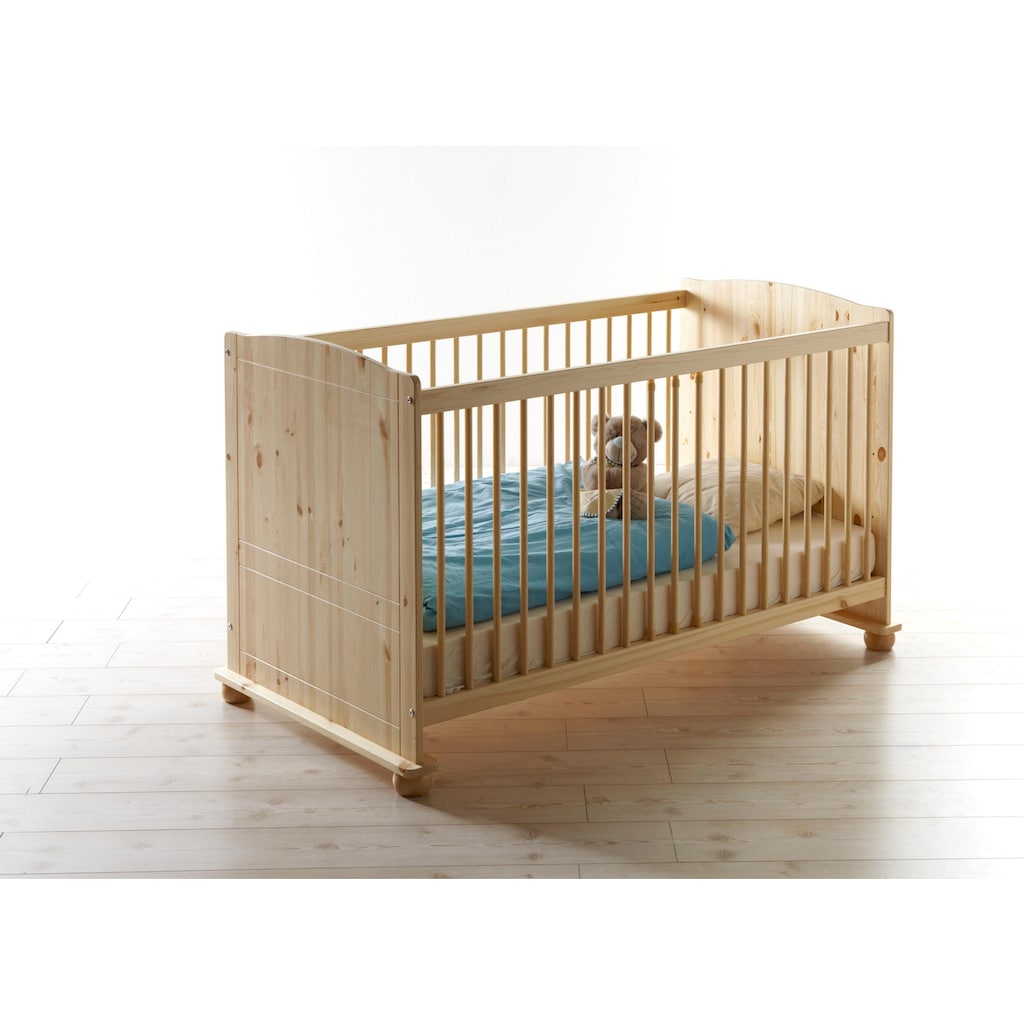 Ticaa Babyzimmer-Komplettset »Adam«, (Set, 5 St., Bett + Wickelkommode + Schrank + Unterstellregal + Standregal)