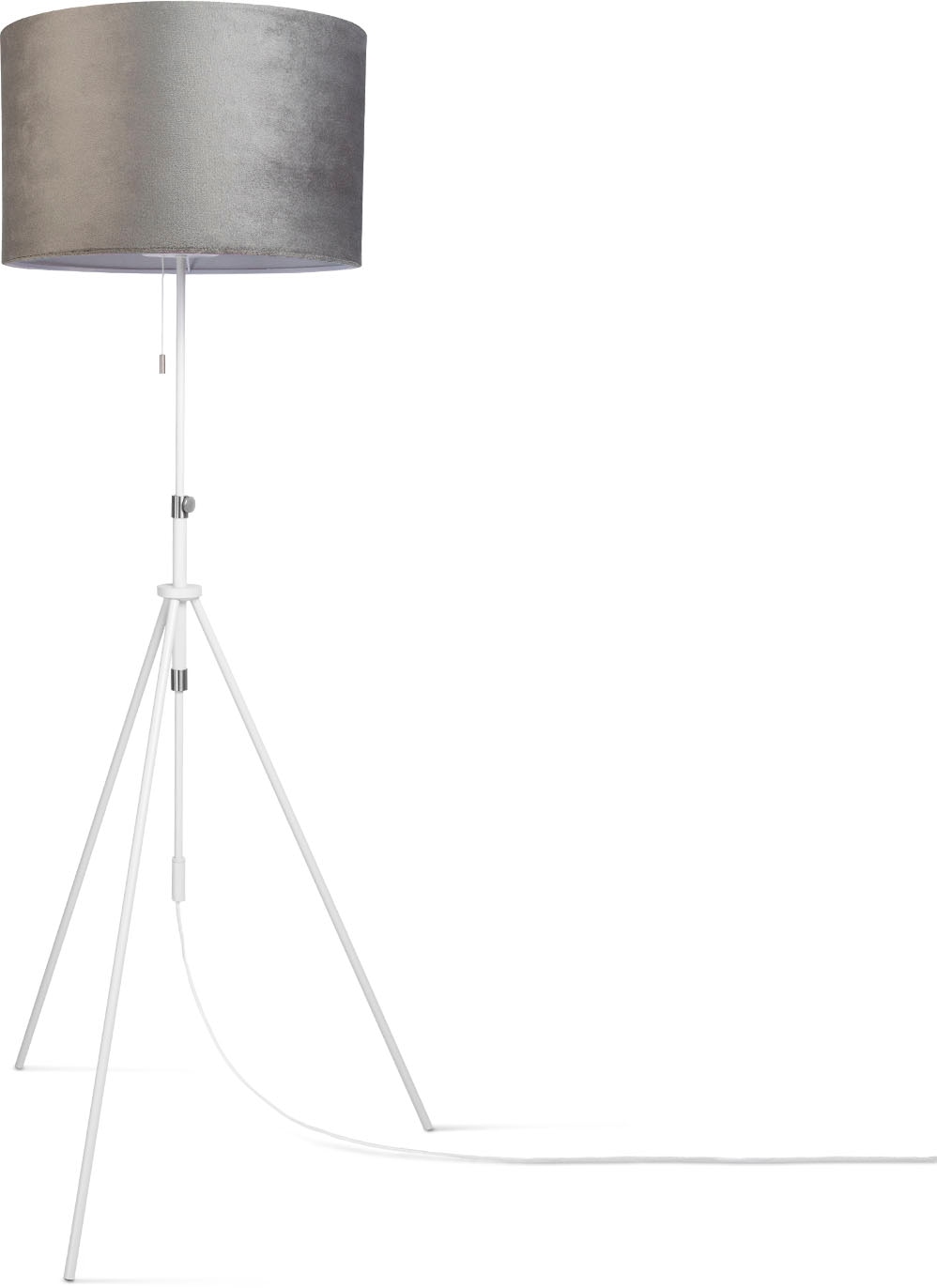 Paco Home Stehlampe »Naomi uni Color« E27 Wohnzimmer Höhenverstellbar 121,5 bis 176,5 cm Zugschalter Velour