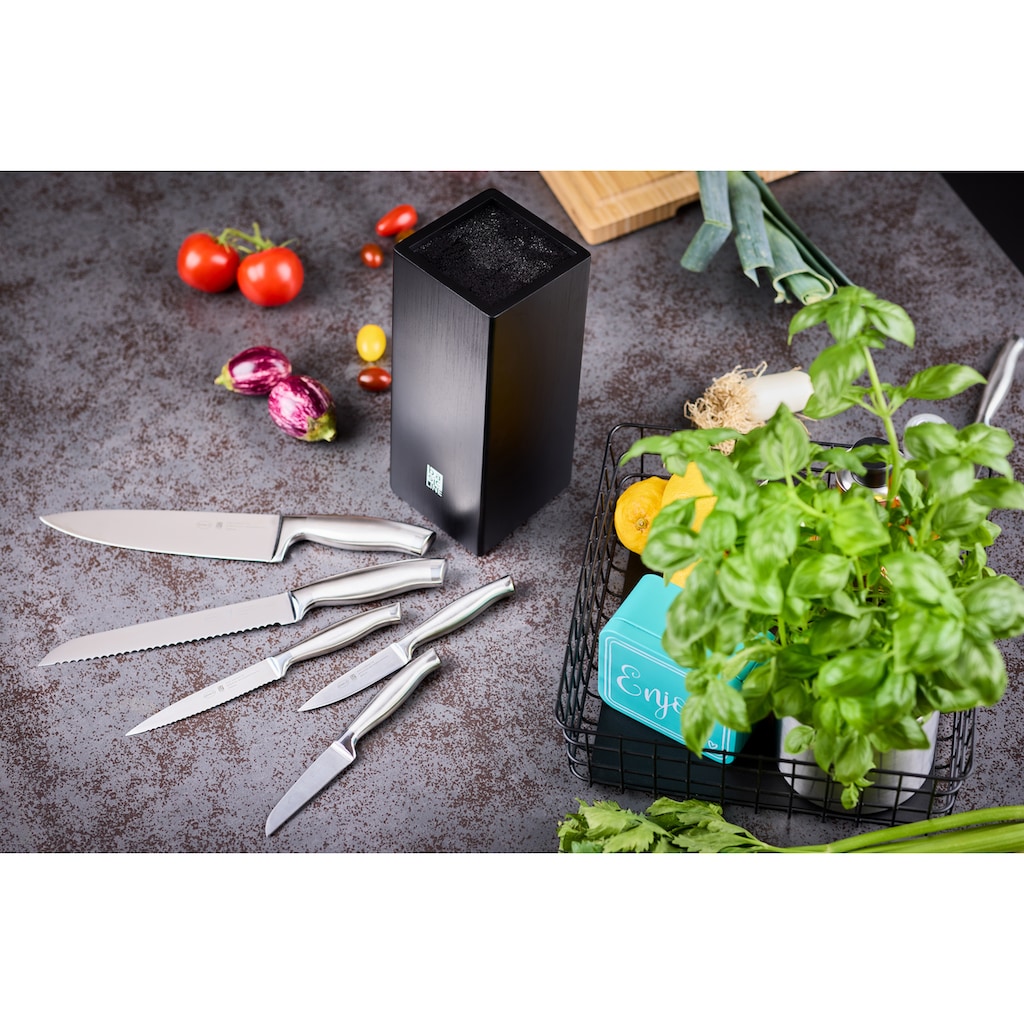 RÖSLE Messerblock »Basic Line«, 6 tlg., aus Bambusholz mit 5 Messern, ergonomische Griffe, Klingenspezialstahl