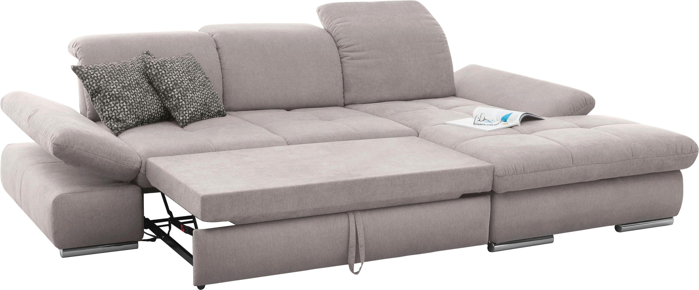 set one by Musterring Ecksofa »SO4100 V«, mit verstellbaren Kopfteilen, wahlweise mit Funktionen, Cord-Bezug