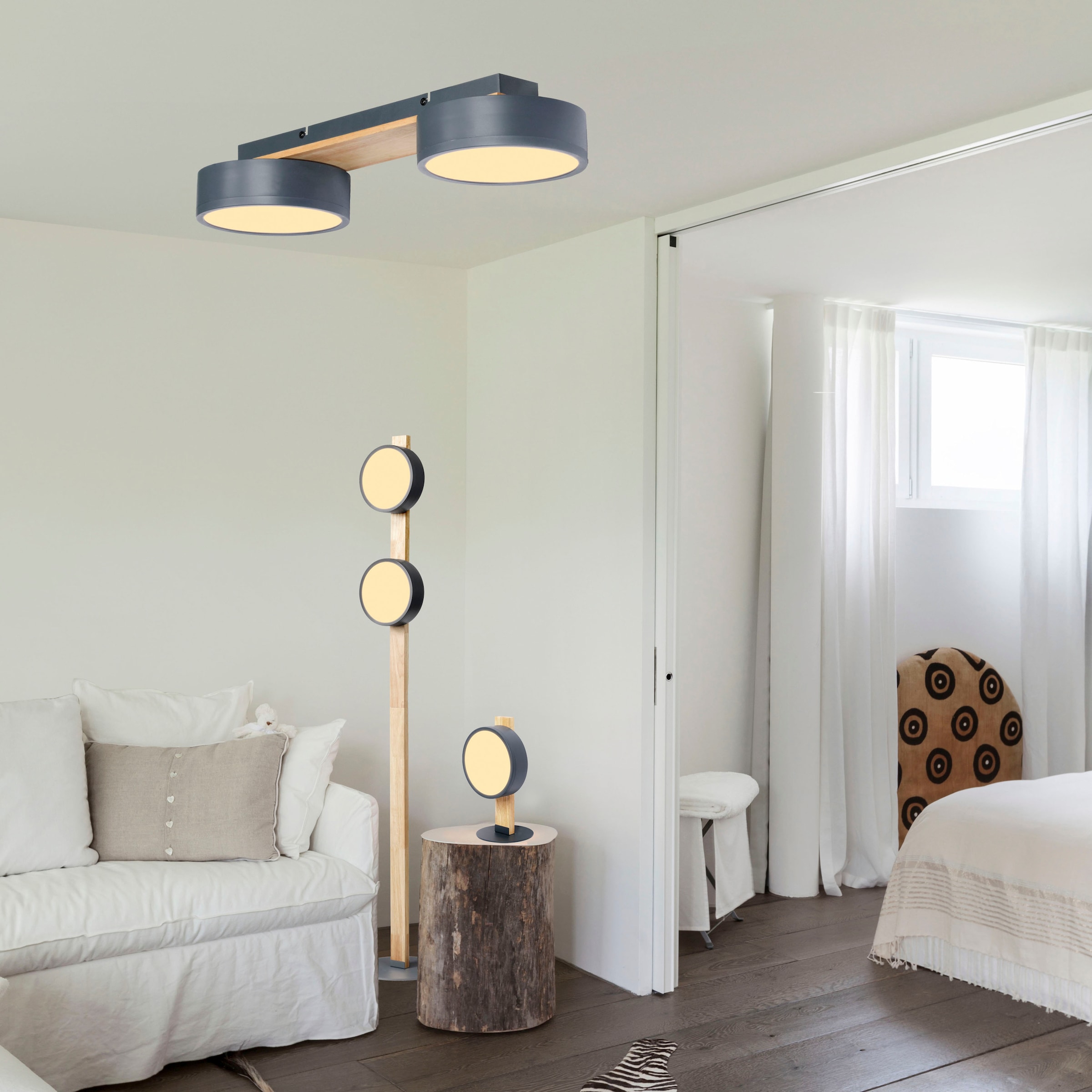 andas LED Deckenleuchte »Fjälla«, 2 flammig, Leuchtmittel LED-Board | LED fest integriert, Dimmbar, 3-stufen schaltbar, Dimmbar über Wandschalter