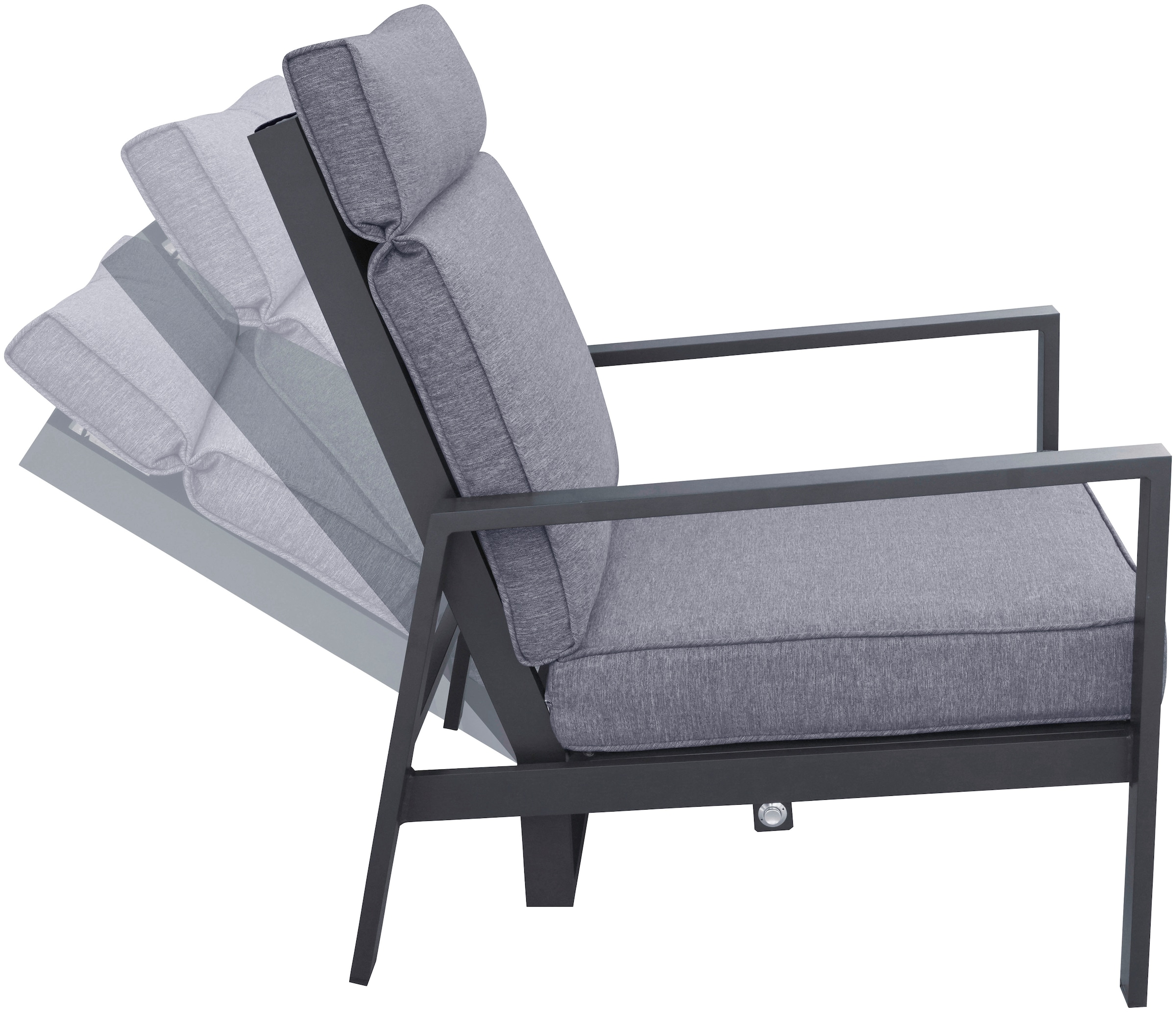 KONIFERA Gartenlounge-Set »Detroit«, (Set, 2x cm, 4 Sofa, tlg., | Garantie 100x60x42 kaufen Jahren mit 3 Rückenlehnen Aluminium), online Sessel, 1x 2er verstellbare Tisch 1x XXL