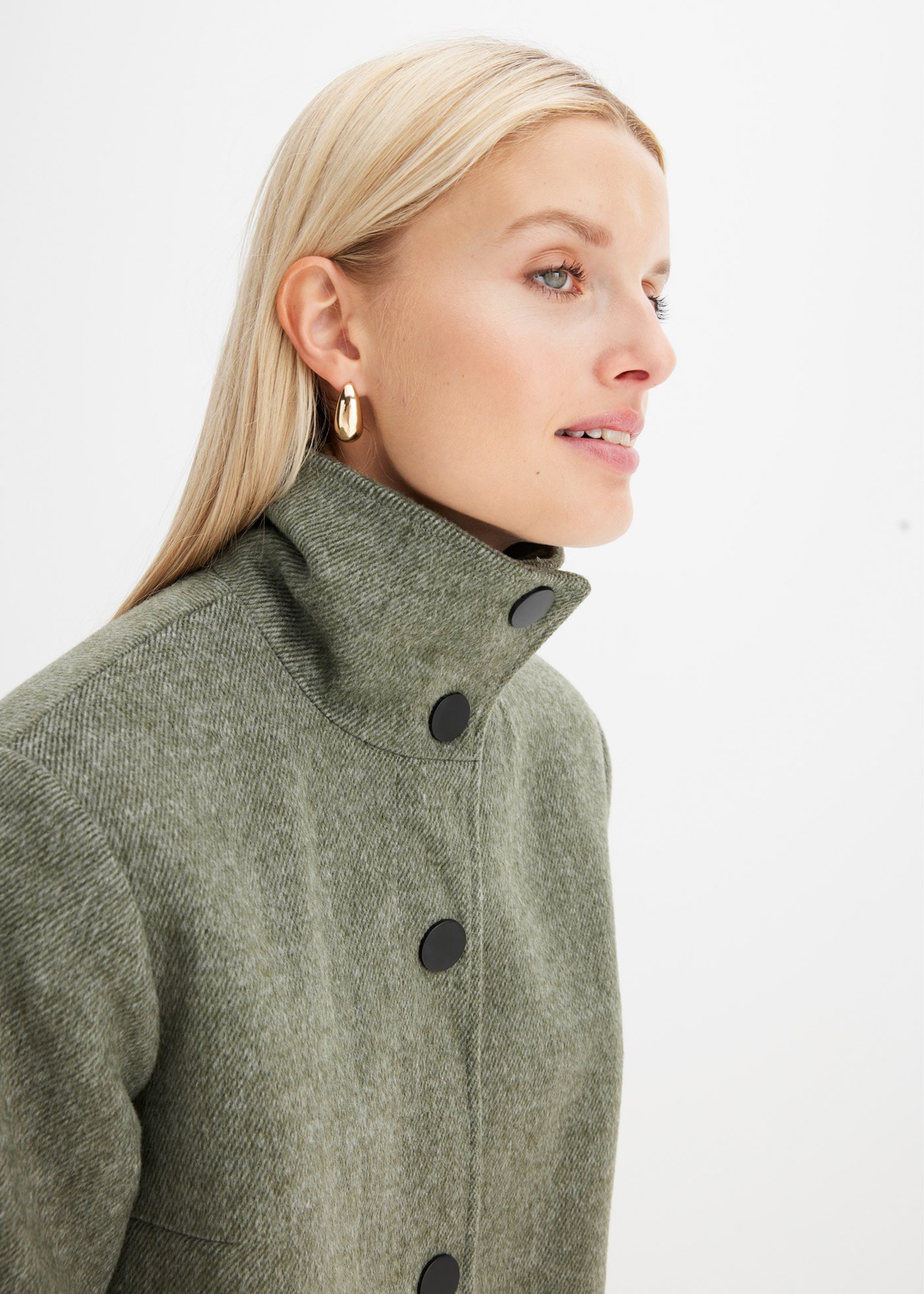 bonprix Kurzmantel »Kurzmantel in Wolloptik« aus Polyester, in A-Linie, mit Stehkragen, in Wolloptik