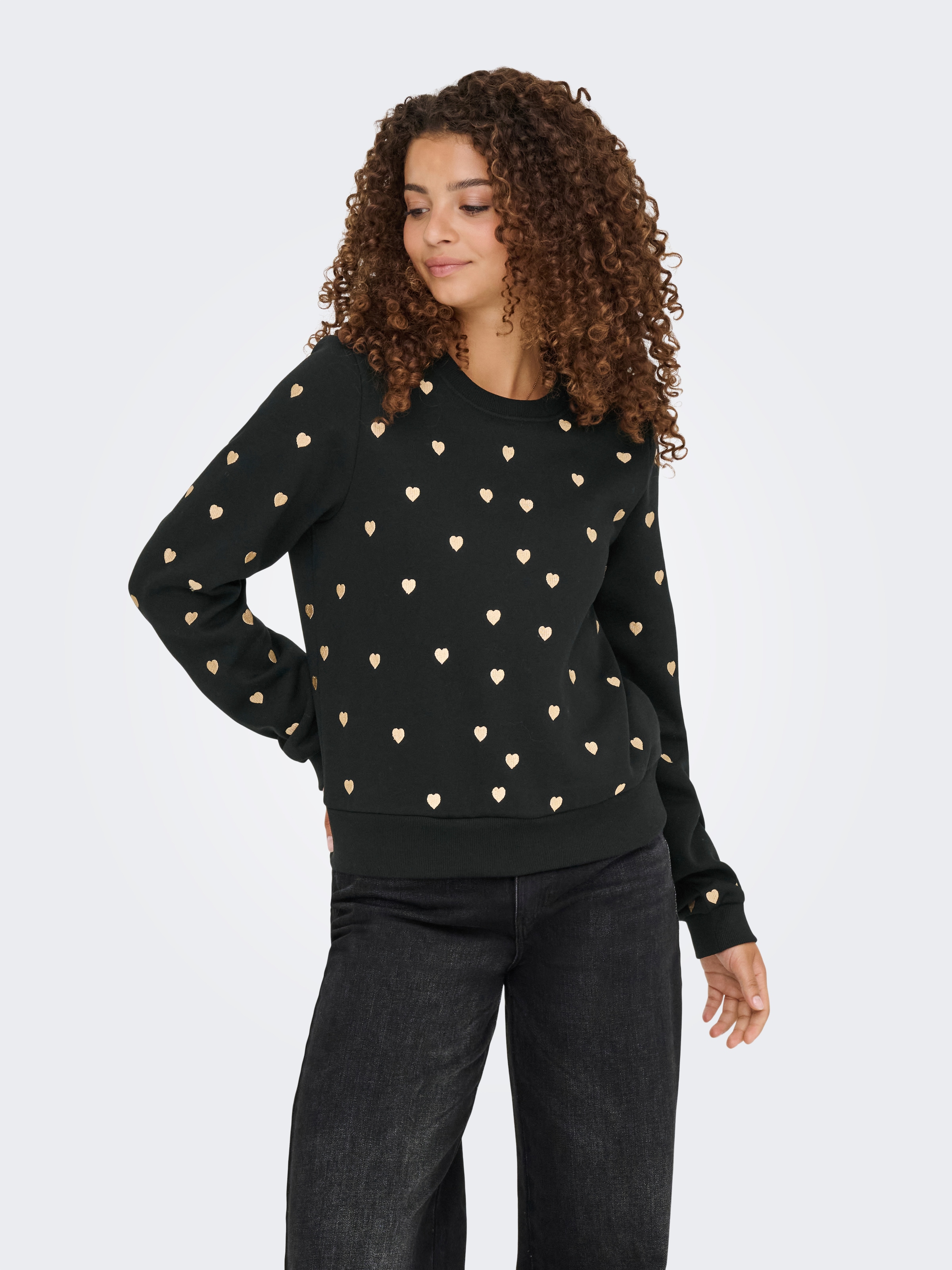 ONLY Sweatshirt »ONLATIKA L/S O-NECK GLITTER EMB. BOX SWT«
