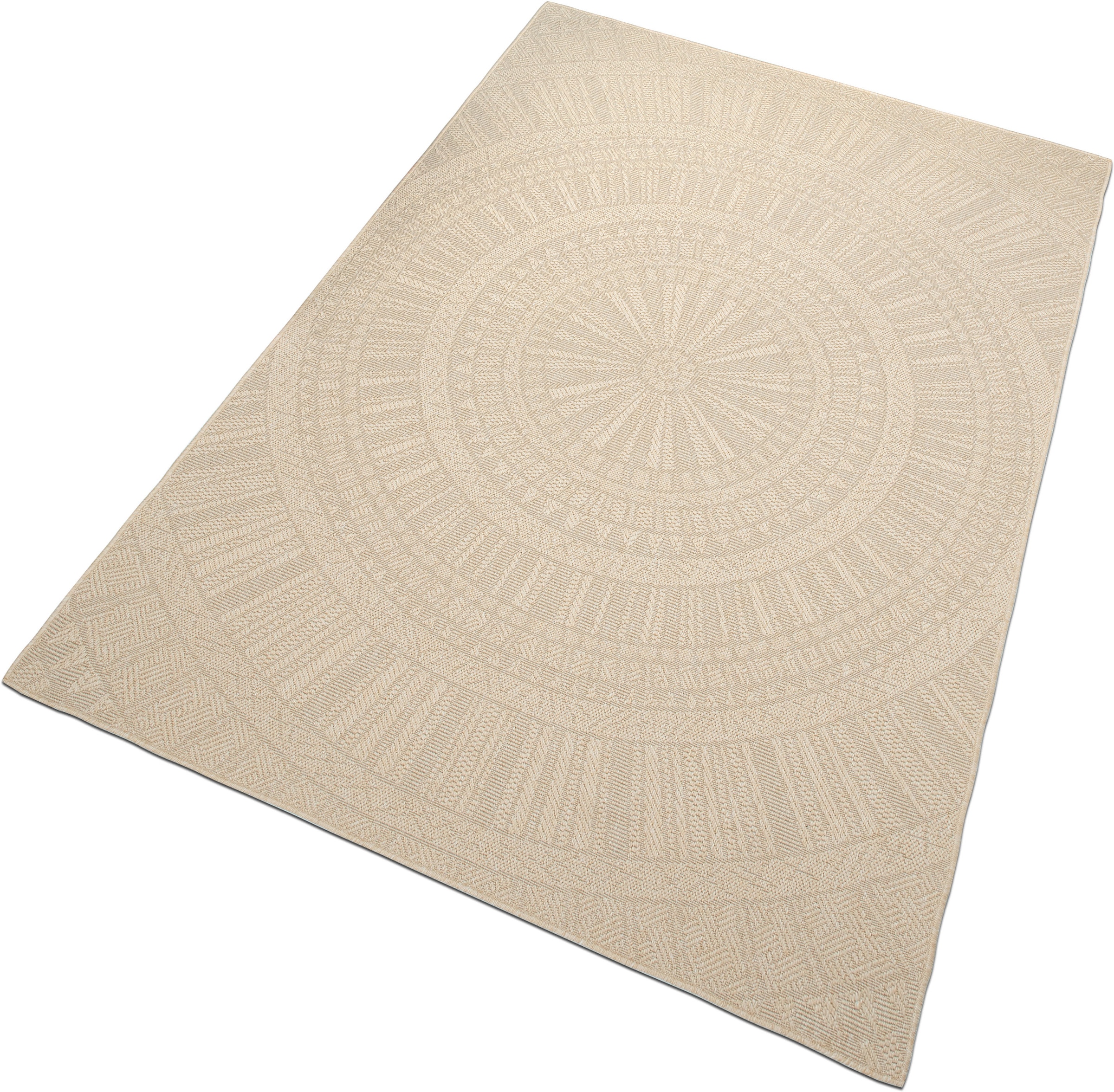 Bruno Banani Teppich »Solan, ethno, boho-inspiriert, In- und Outdoor geeignet« rechteckig 5 mm Höhe Mandala, Kreise, Küche, Wohnzimmer, Camping, Balkon