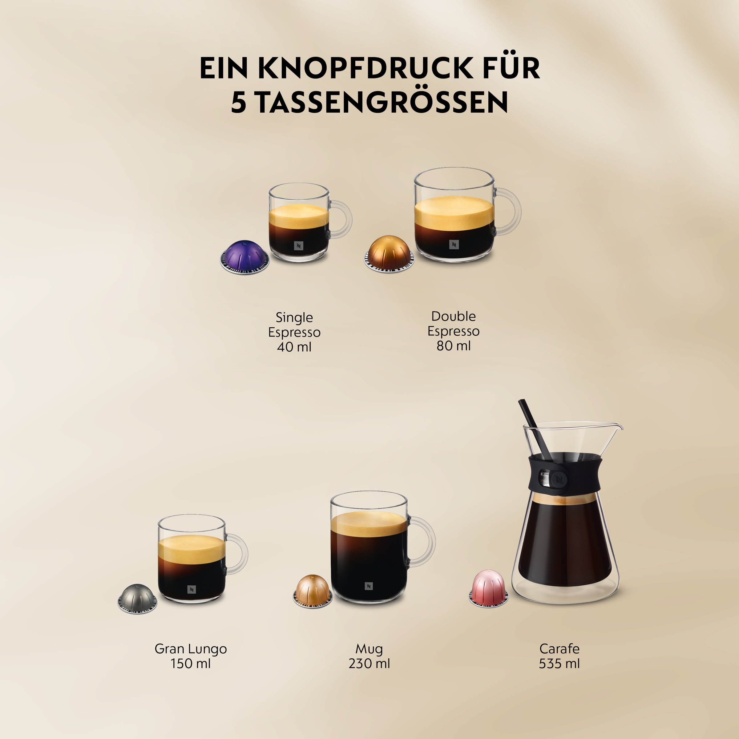 Nespresso Kapselmaschine »Vertuo Up« schlankes Design, Coffee Creations Modus, Auto-Off, 1,4 l Wassertank