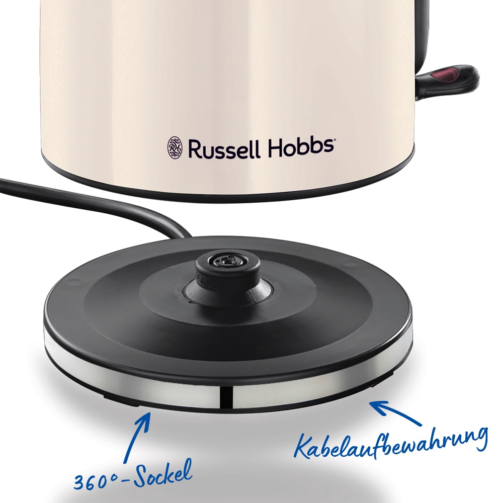 RUSSELL HOBBS Wasserkocher »Colours Plus+ Jasmine 28510-70« 1,7 l 2400 W Edelstahl, Schnellkochfunktion, Perfect-pour-Ausgustülle, Kalkfilter