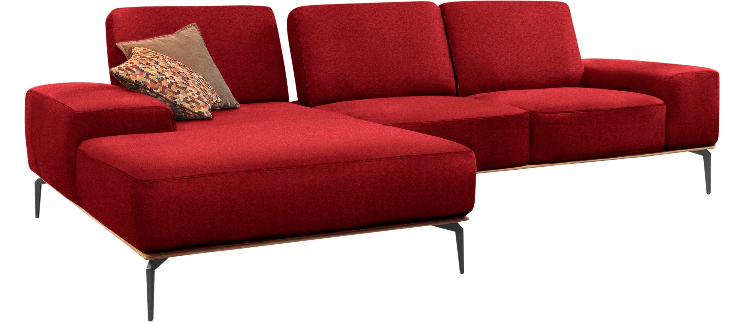 W.SCHILLIG Ecksofa »run, Designsofa mit tollem Sitzkomfort, bequem, L-Form«, mit Holzsockel, Füße in Schwarz pulverbeschichtet, Breite 299 cm