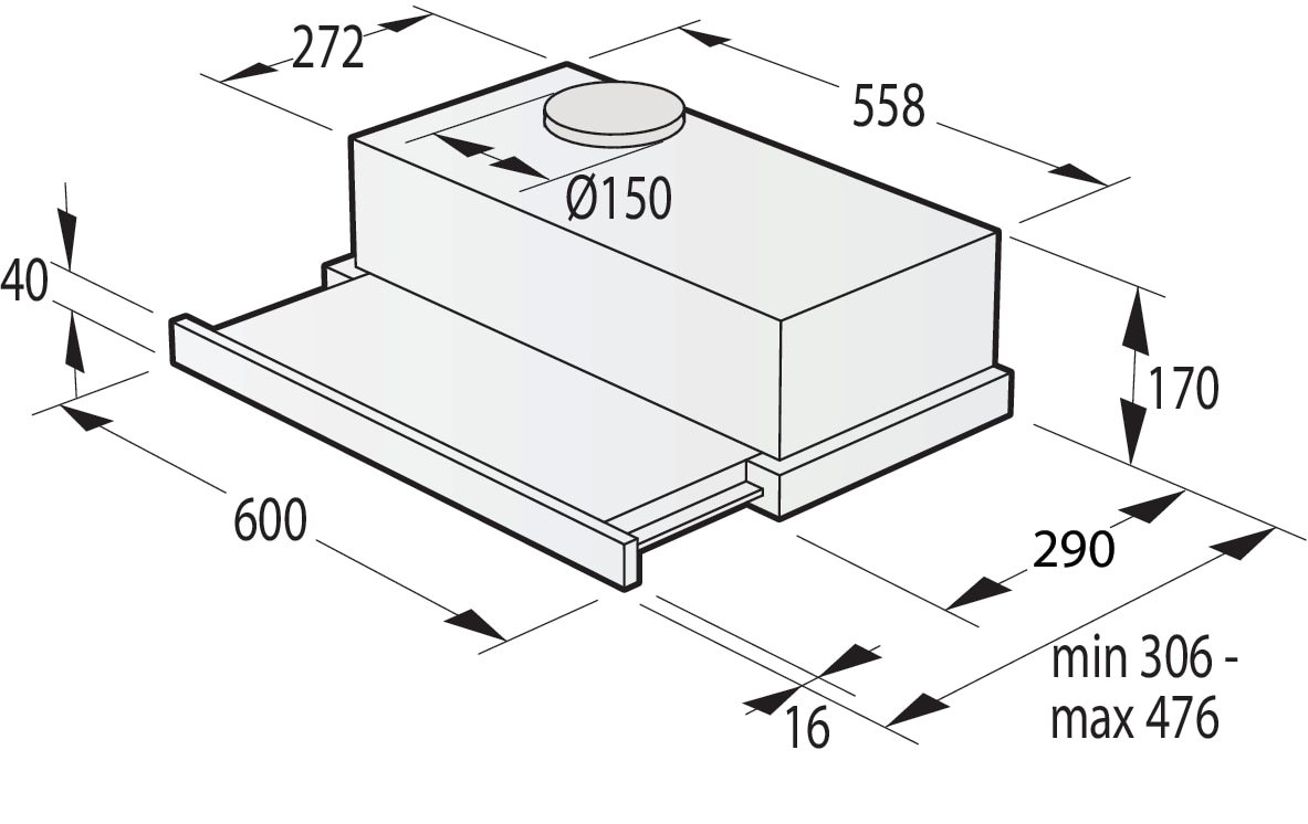 GORENJE Flachschirmhaube »TH64E4BG«, max. Luftleistung 600m³/h