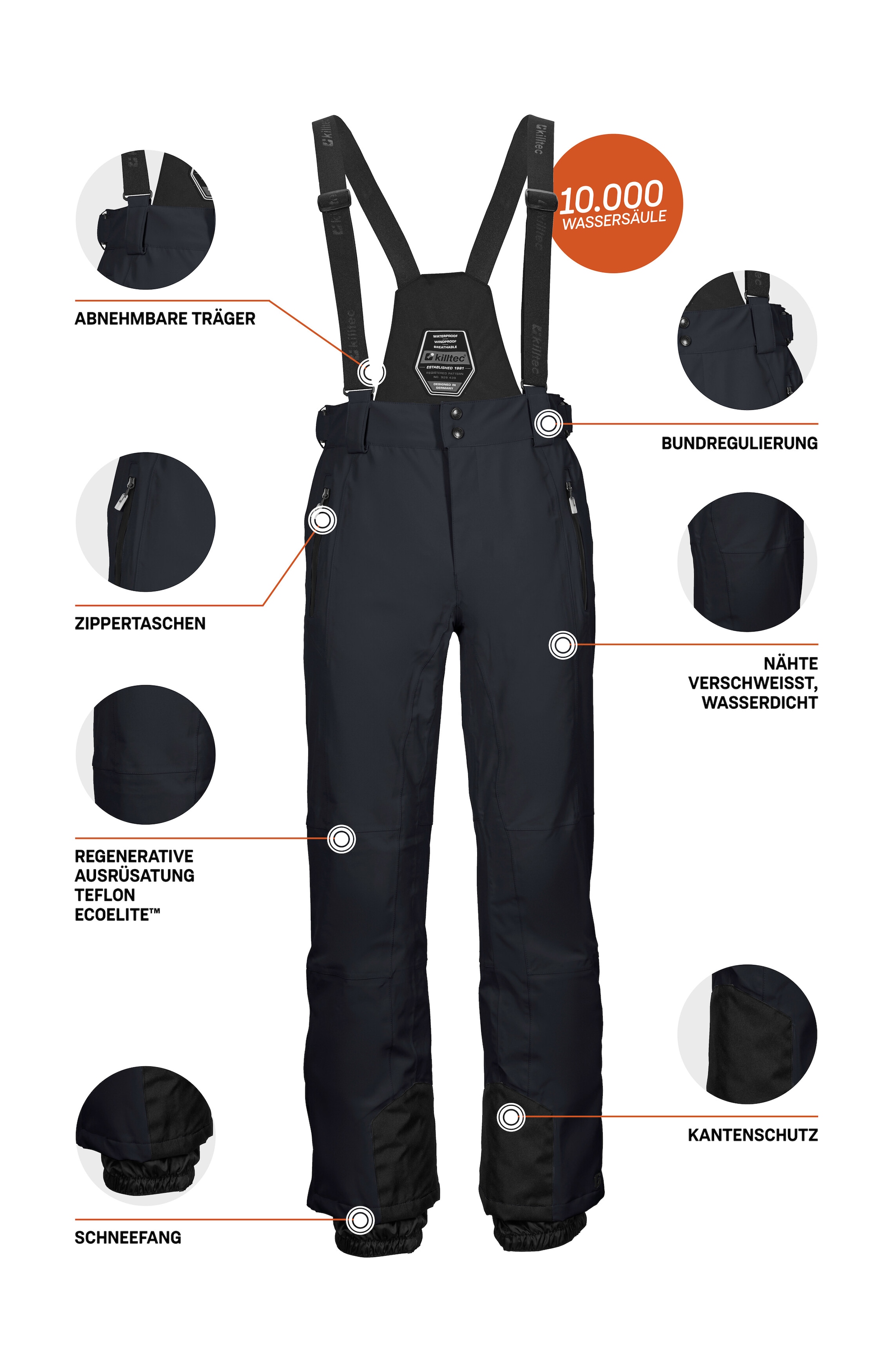 Killtec Skihose »Enosh«  Wasser- und winddicht, atmungsaktiv, verstellbare Taille, Kantenschutz
