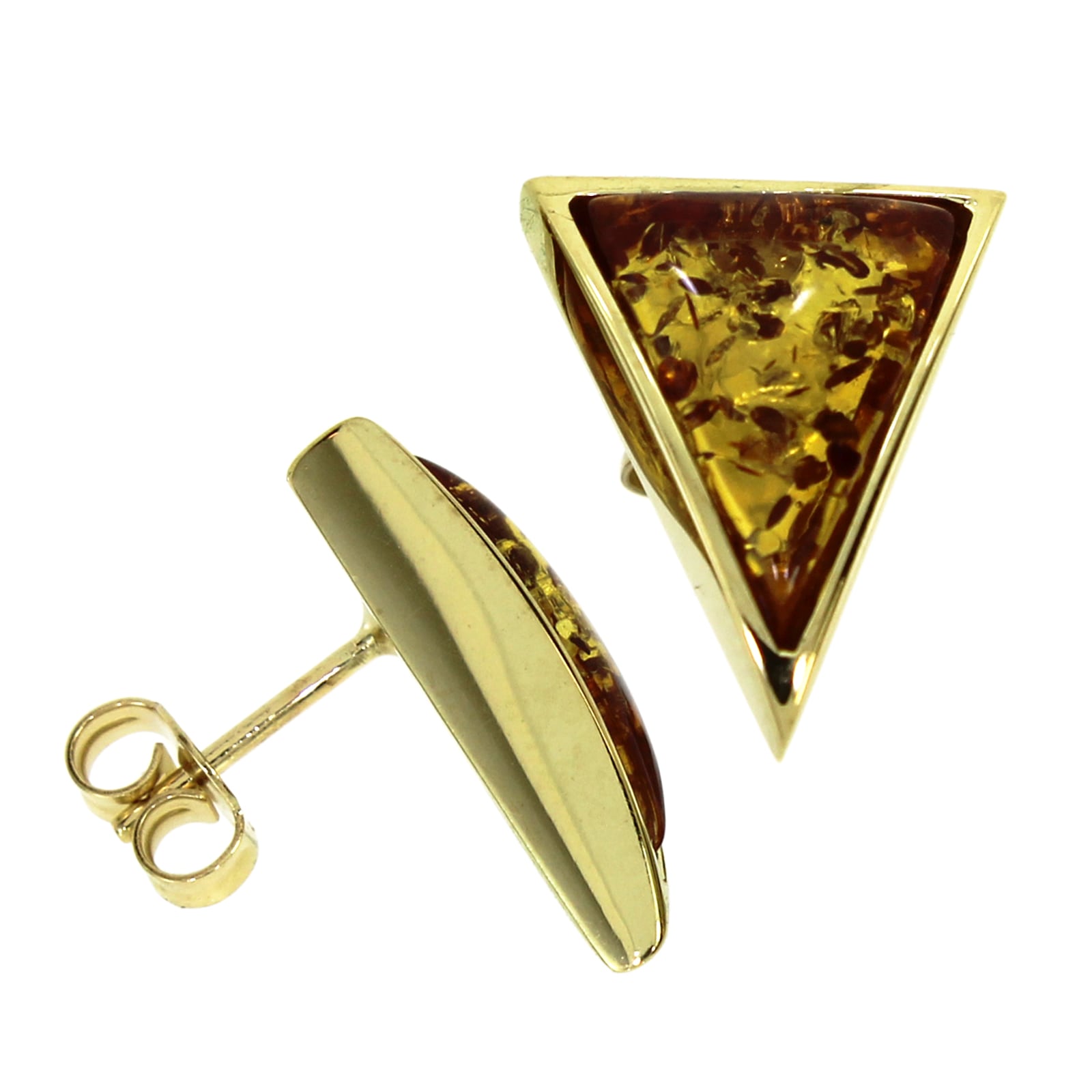 OSTSEE-SCHMUCK Paar Ohrstecker »- Classic 17 x 14 mm - Silber 925/000, vergoldet - Bernstein«