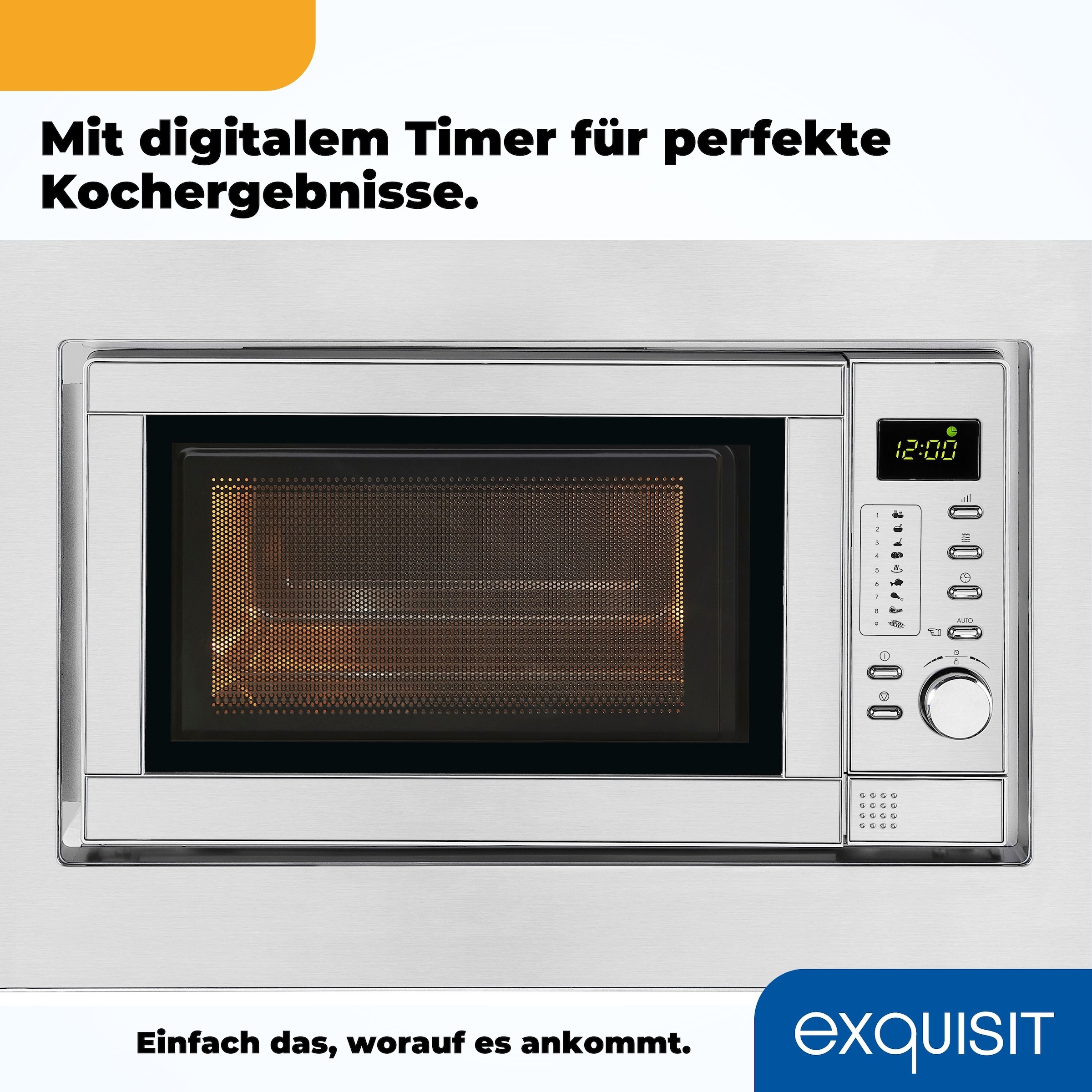 exquisit Einbau-Mikrowelle »EMW 19-7 G« 1200 W Schonend Auftauen,schnell Aufwärmen, Grillen-einfach per Knopfdruck