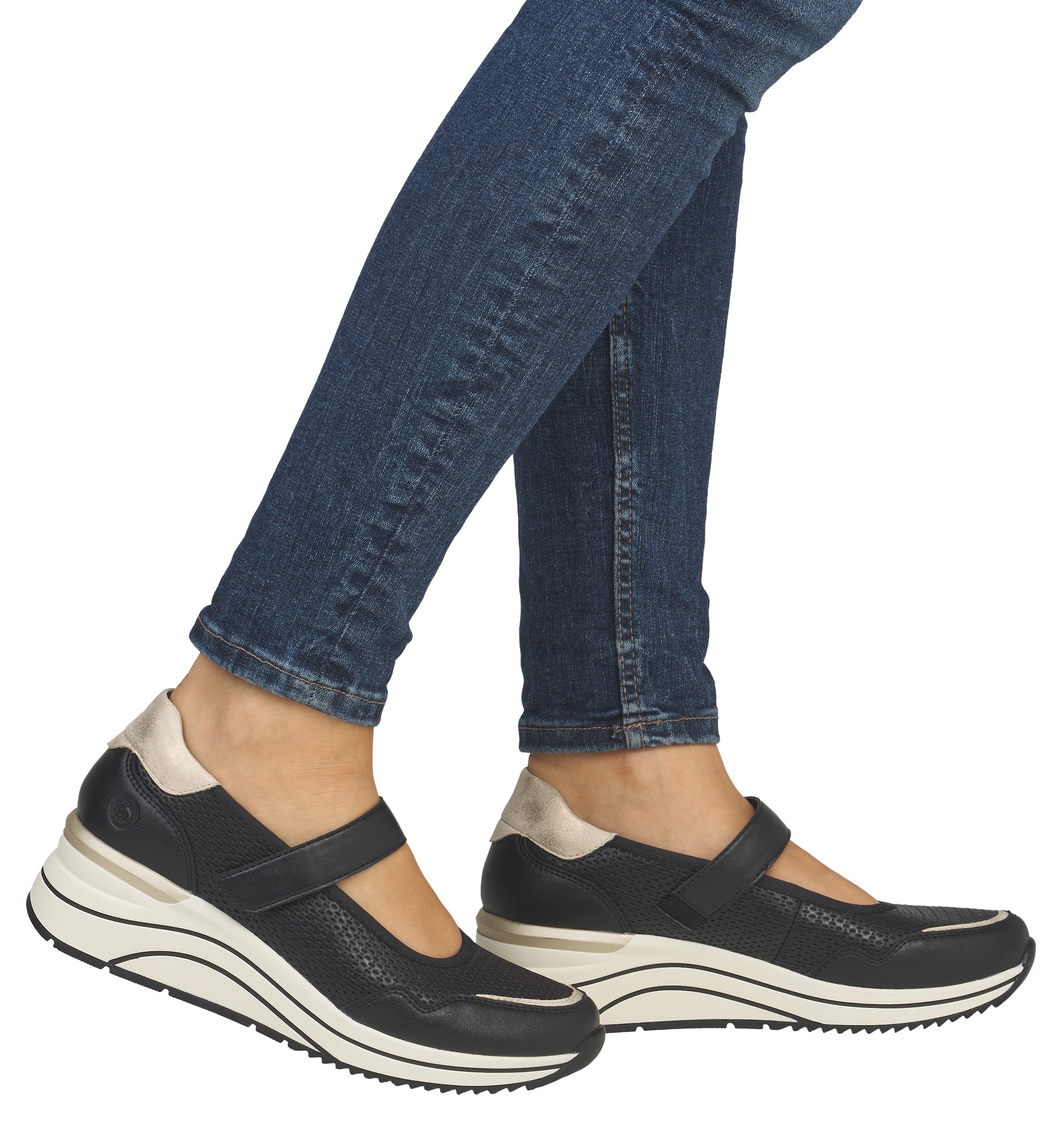 Remonte Riemchenballerina, Keilabsatz, Halbschuh, Freizeitschuh mit Soft-Einlage