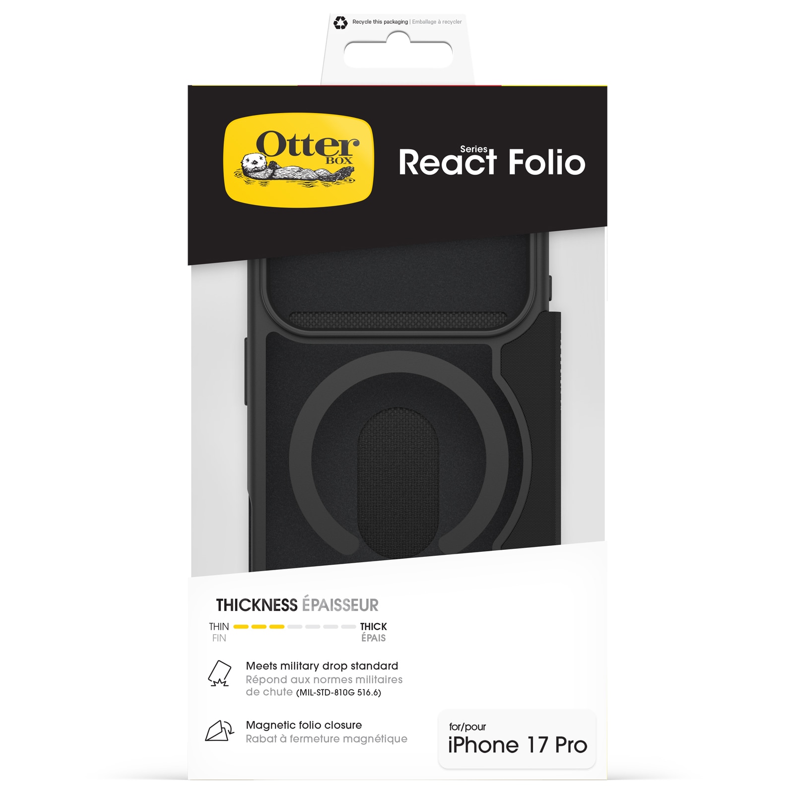 Otterbox Handyhülle »React Series Folio für Apple iPhone 17 Pro« Apple iPhone 17 Pro Backcover, Schutzhülle, Handyschutzhülle, Case, Schutzcase, stoßfest