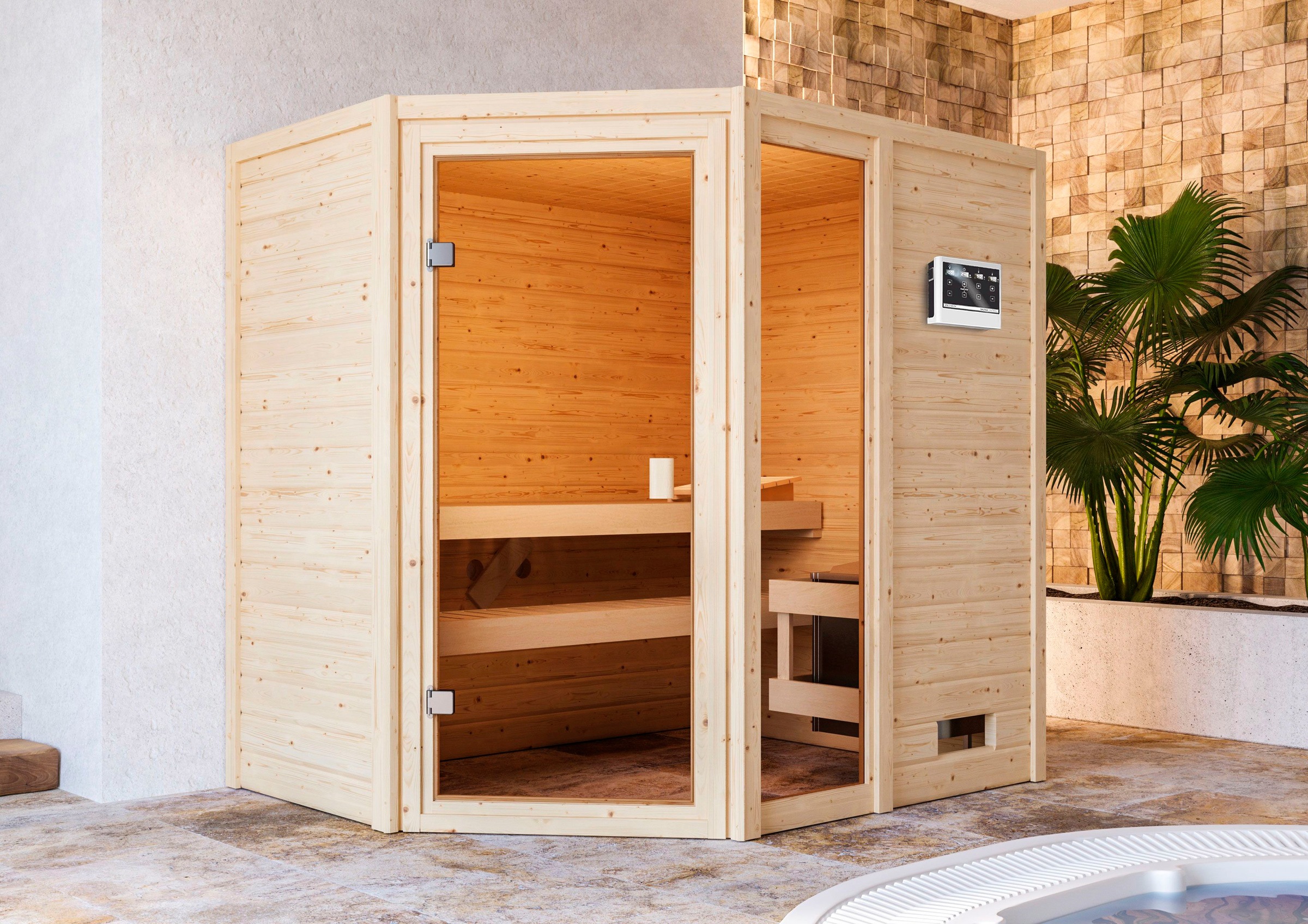 welltime Sauna »Josie«, 9-kW-Bio-Ofen mit ext. Steuerung