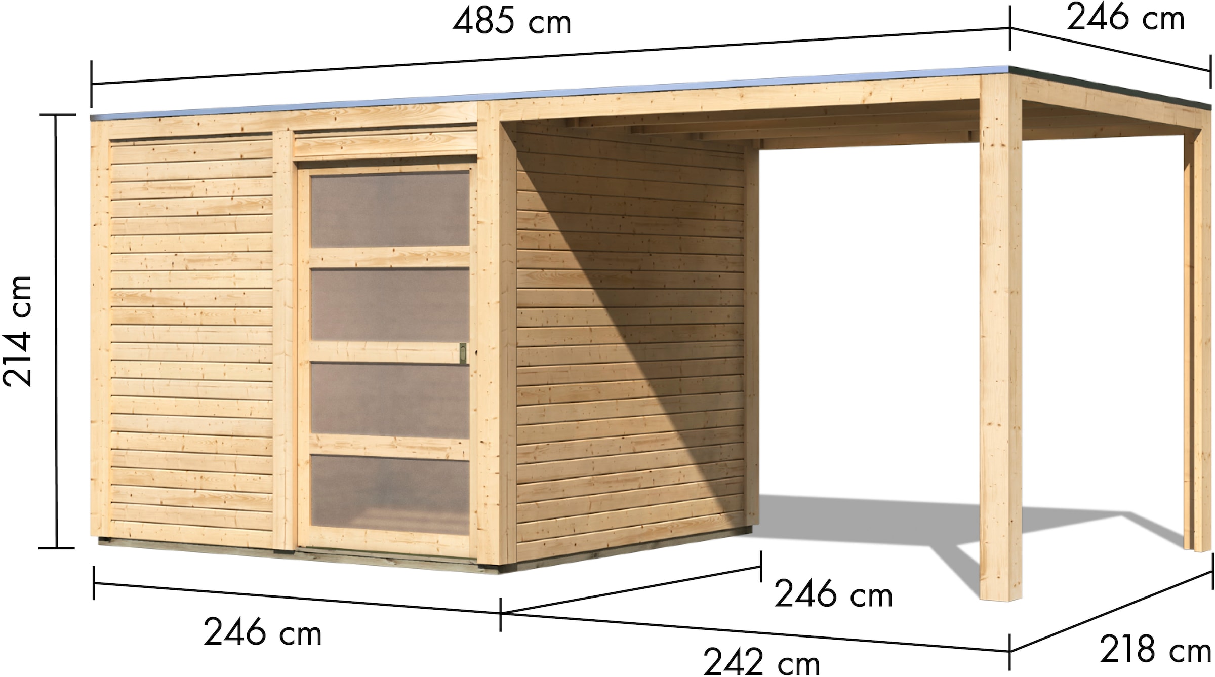 KONIFERA Gartenhaus »Cubus 1« inkl. Anbaudach