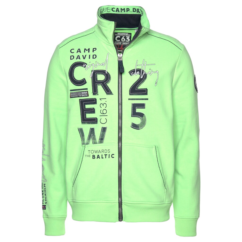 CAMP DAVID Sweatjacke, mit sportlichem Frontdruck