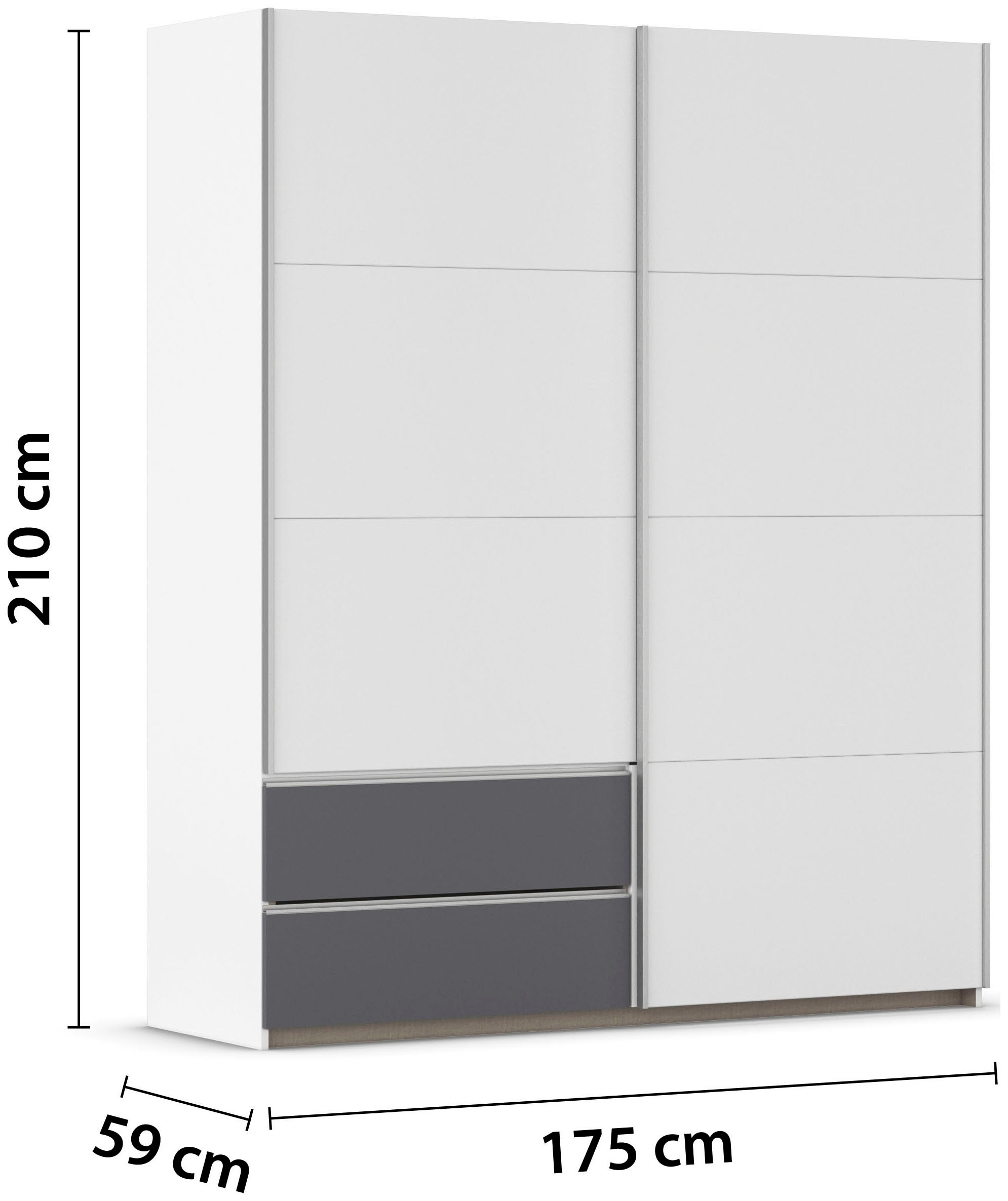 rauch Schwebetürenschrank »Kleiderschrank Schrank Garderobe Wäscheschrank SEVILLA«, (in 3 verschiedenen Ausstattungen BASIC/CLASSIC/PREMIUM), Metall-Griffleisten alufarben oder Graumetallic MADE IN GERMANY