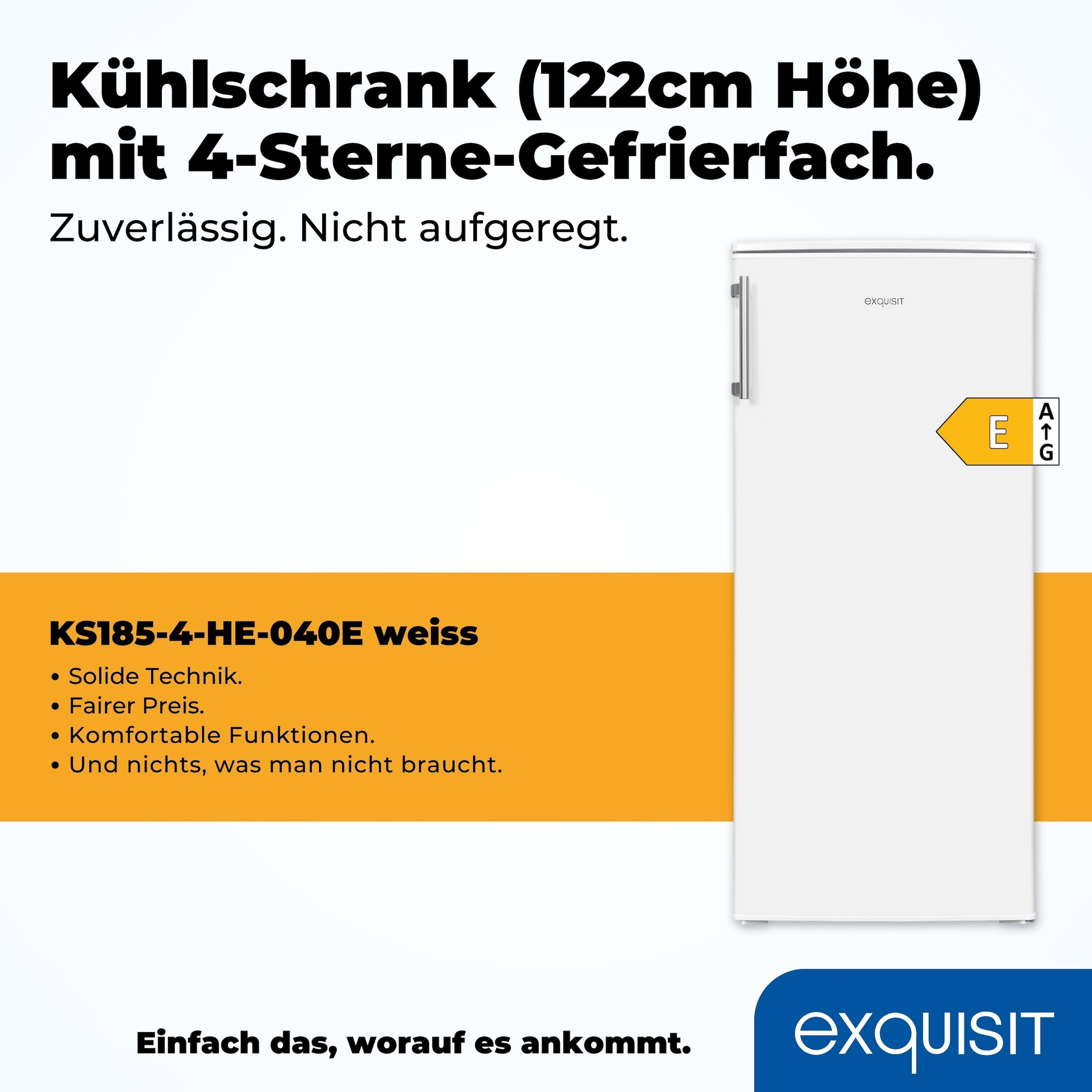 exquisit Kühlschrank »KS185-4-HE-040E weiss«, 190 L Volumen, Schnellgefrieren, 4 Sterne
