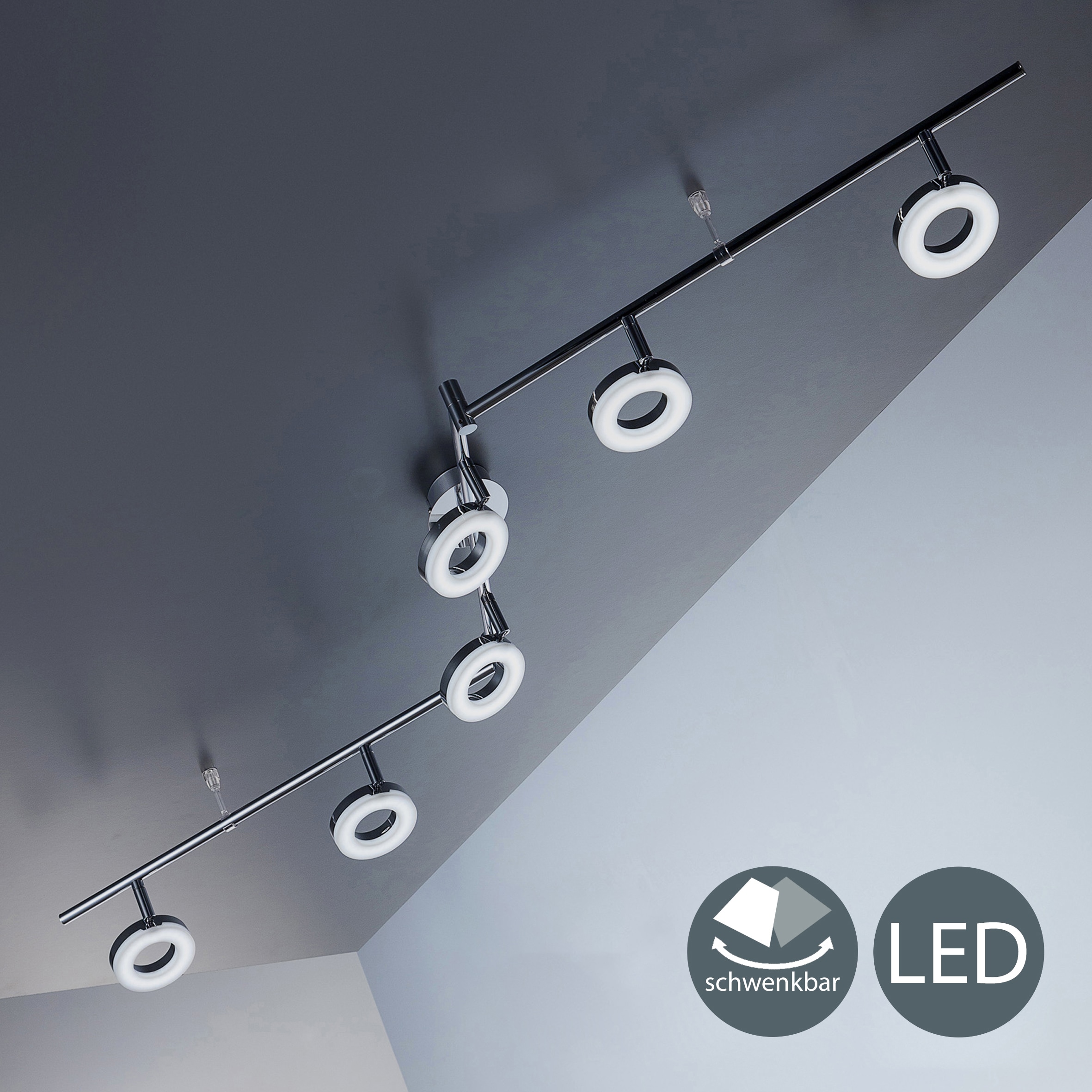 B.K.Licht LED Deckenleuchte, 6 flammig-flammig, LED Deckenlampe, Wohnzimmer, Decken-Spot, Strahler, inkl. 4,5W 450lm
