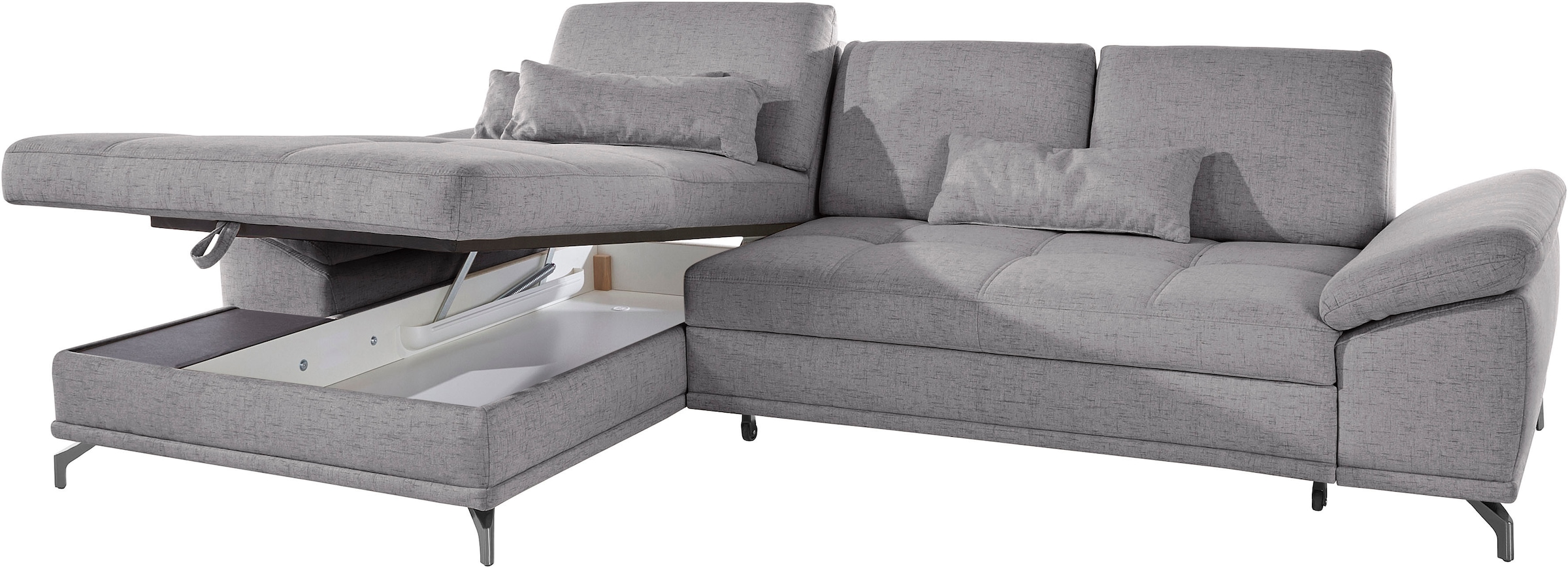 Places of Style Ecksofa Costello, mit Sitztiefenverstellung und Armlehnfunktion, incl. 3 Nierenkissen
