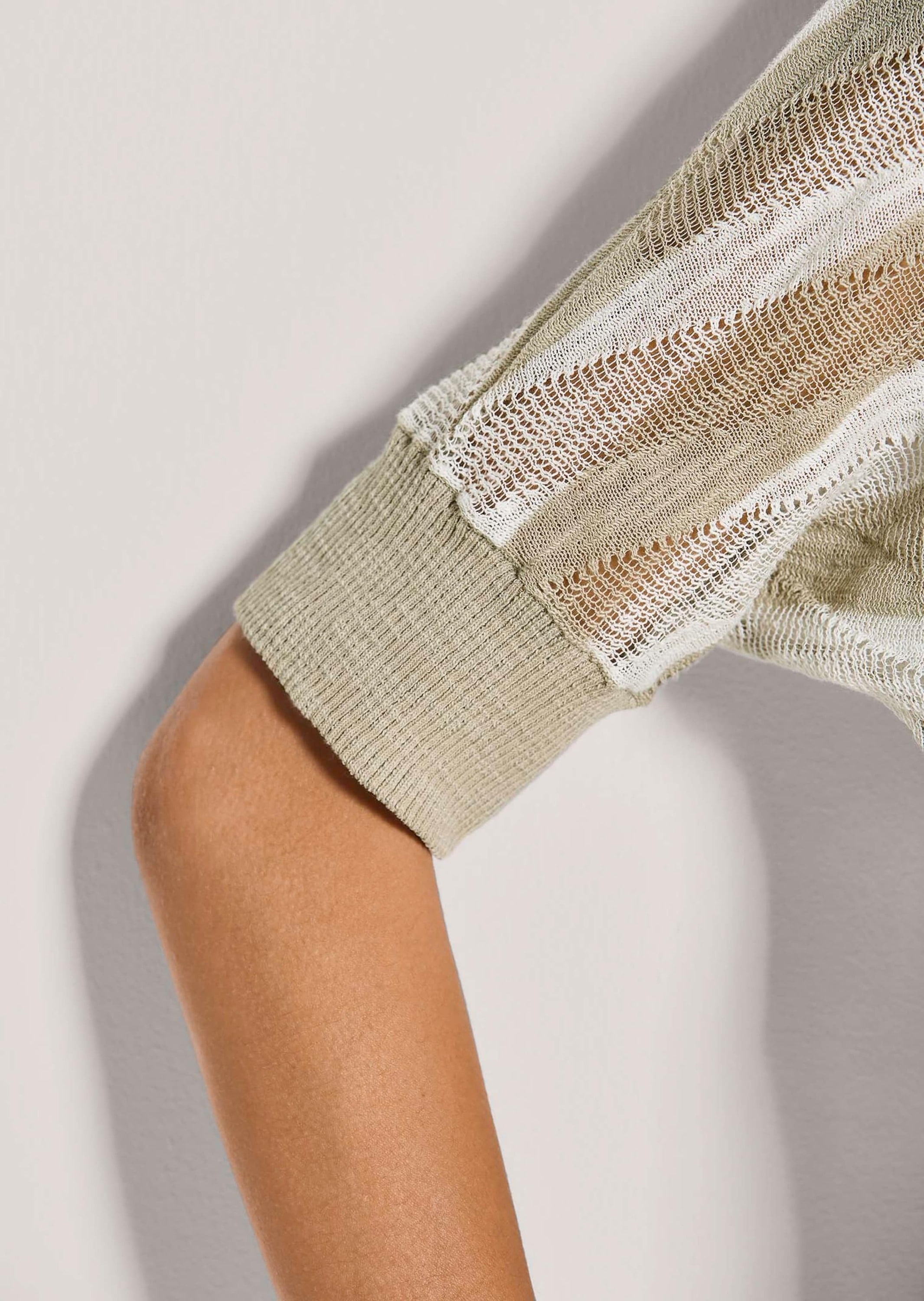 MADELEINE Longpullover »Ajourpullover Baumwollpullover mit Streifenmuster« Leicht transparent