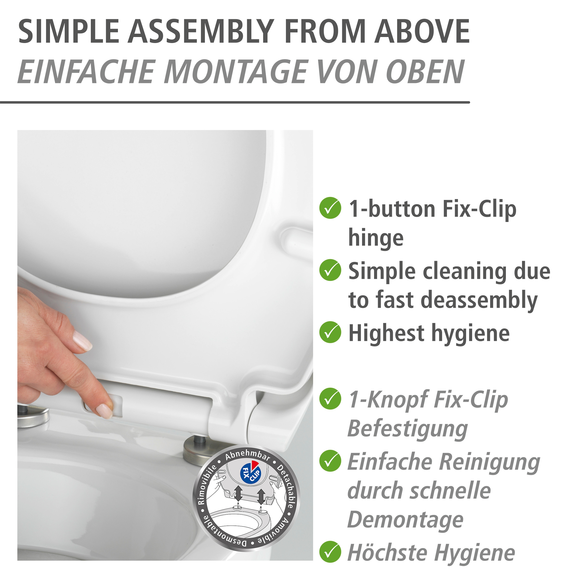 WENKO WC-Sitz »Big Leaves« mit Relief, aus antibakteriellem Duroplast