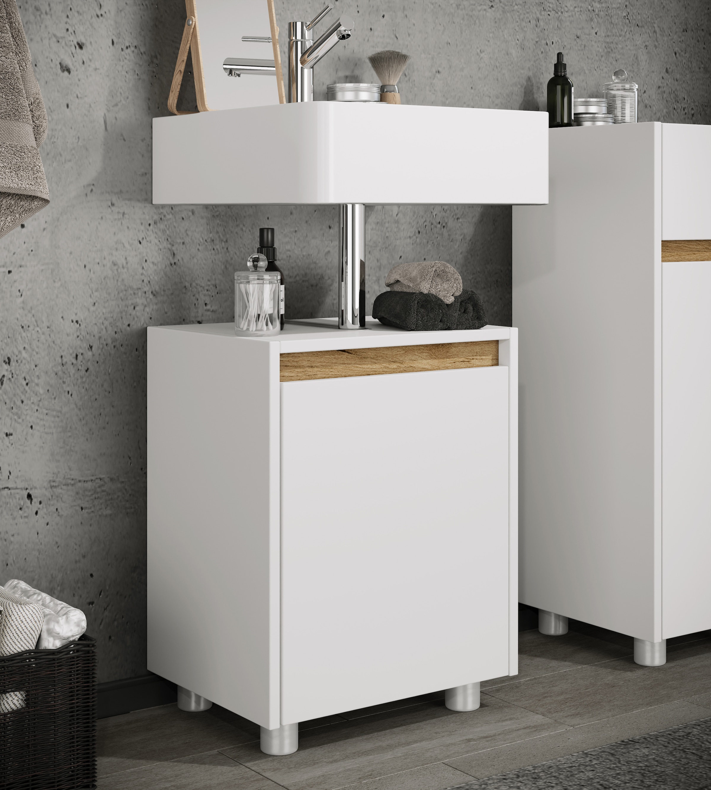 VCM Waschbeckenschrank »Holz Badschrank Badunterschrank 55x42x33 Cosila« 1 Stk. tlg.