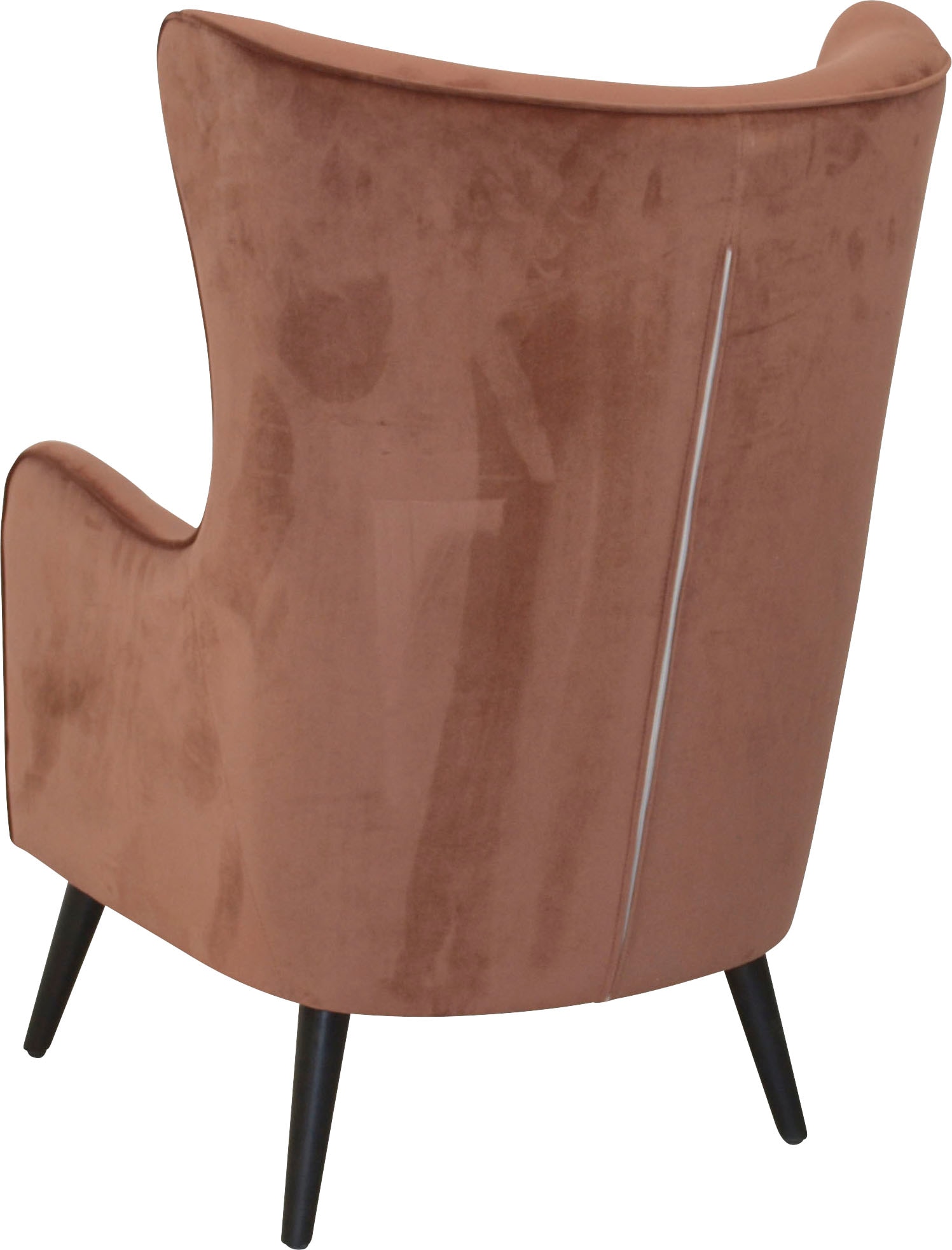 INOSIGN Ohrensessel, Polstersessel mit Beinen aus Massivholz Kiefer, Bezug Soft-Samtvelour