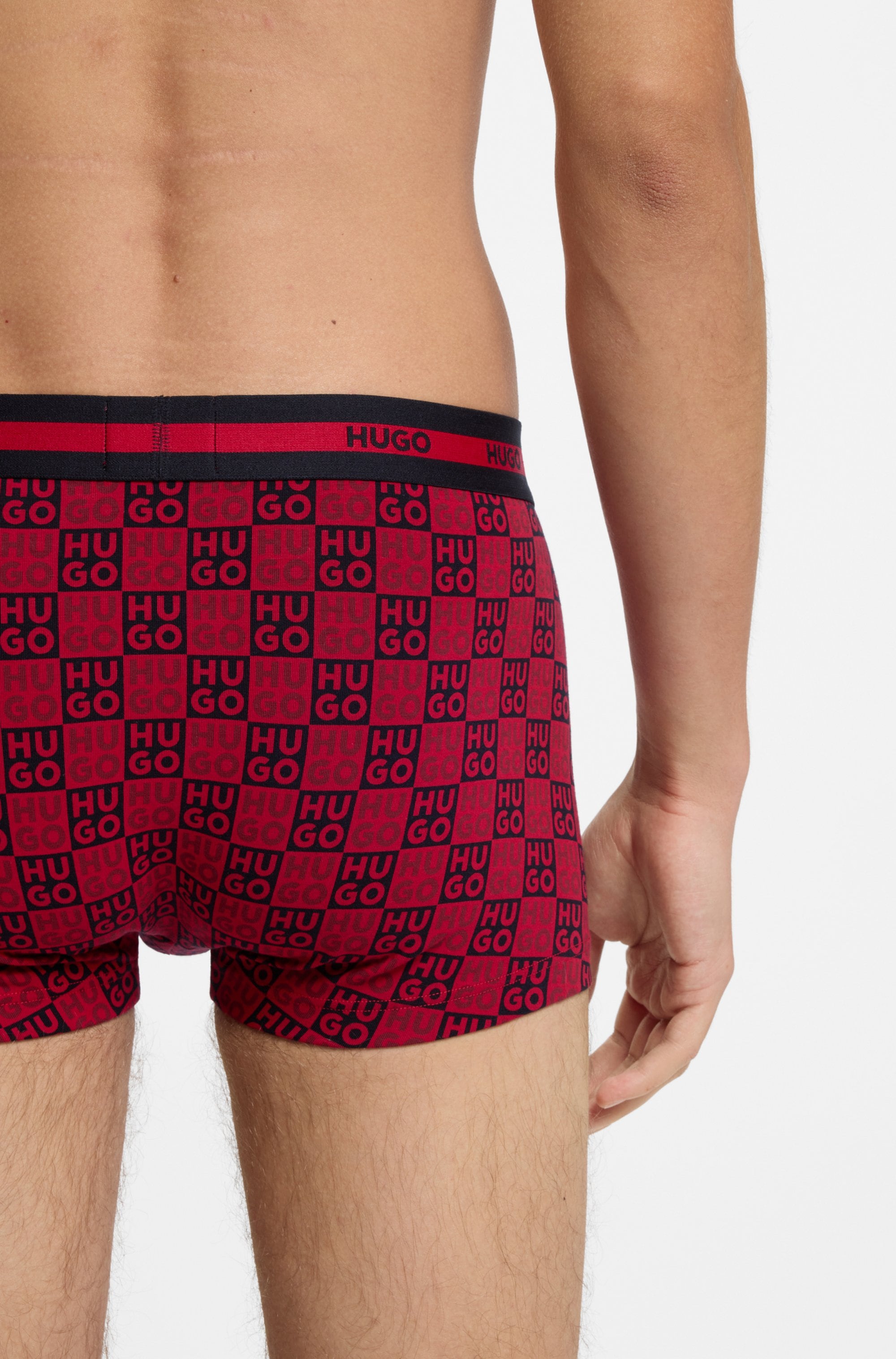 HUGO Underwear Trunk Packung, 3 Stk. aus Stretch-Baumwolle mit Logo am Bund, körpernah,