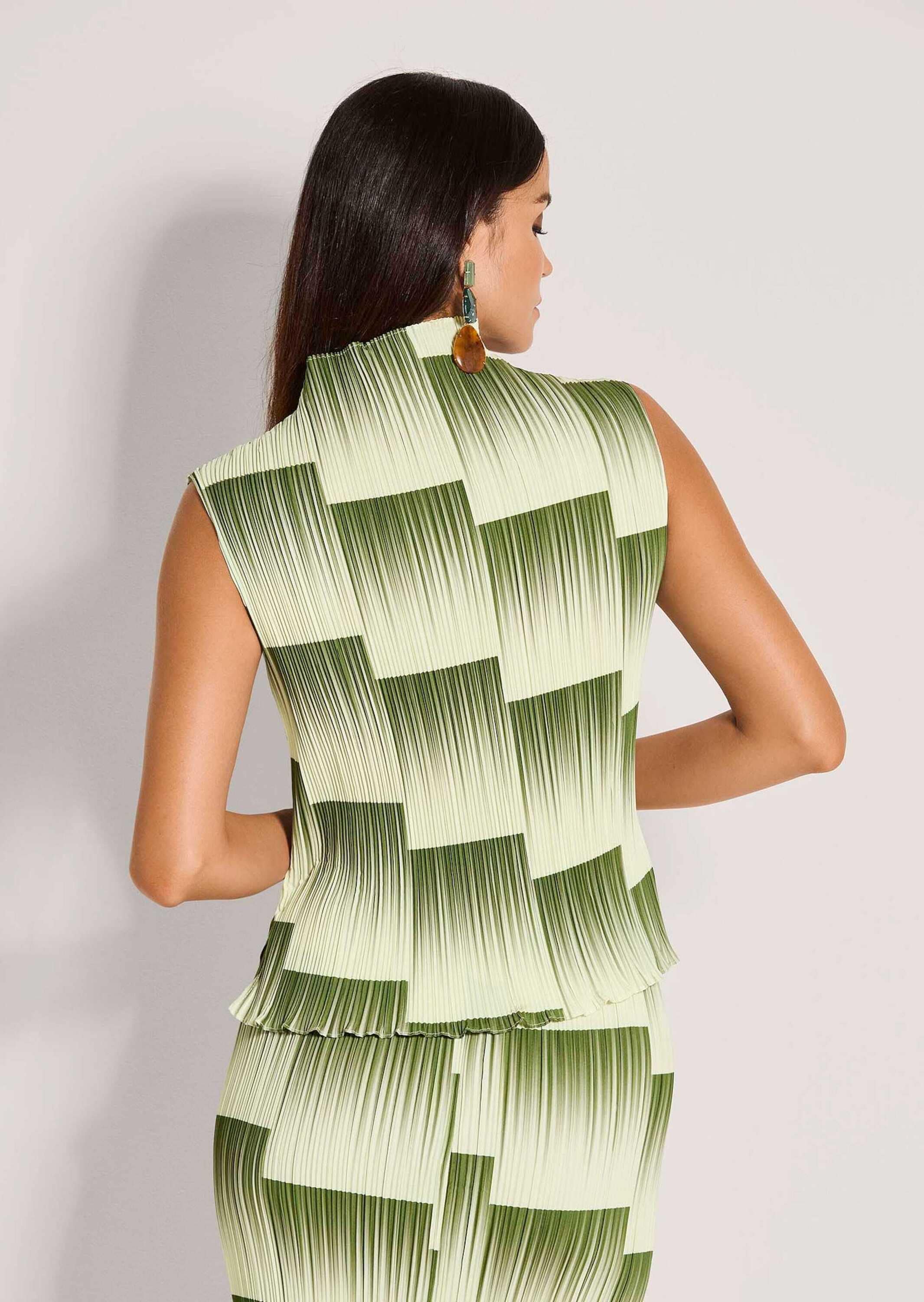 MADELEINE Blusentop »Blusentop Plisseebluse mit grafischem Muster« Block-Optik