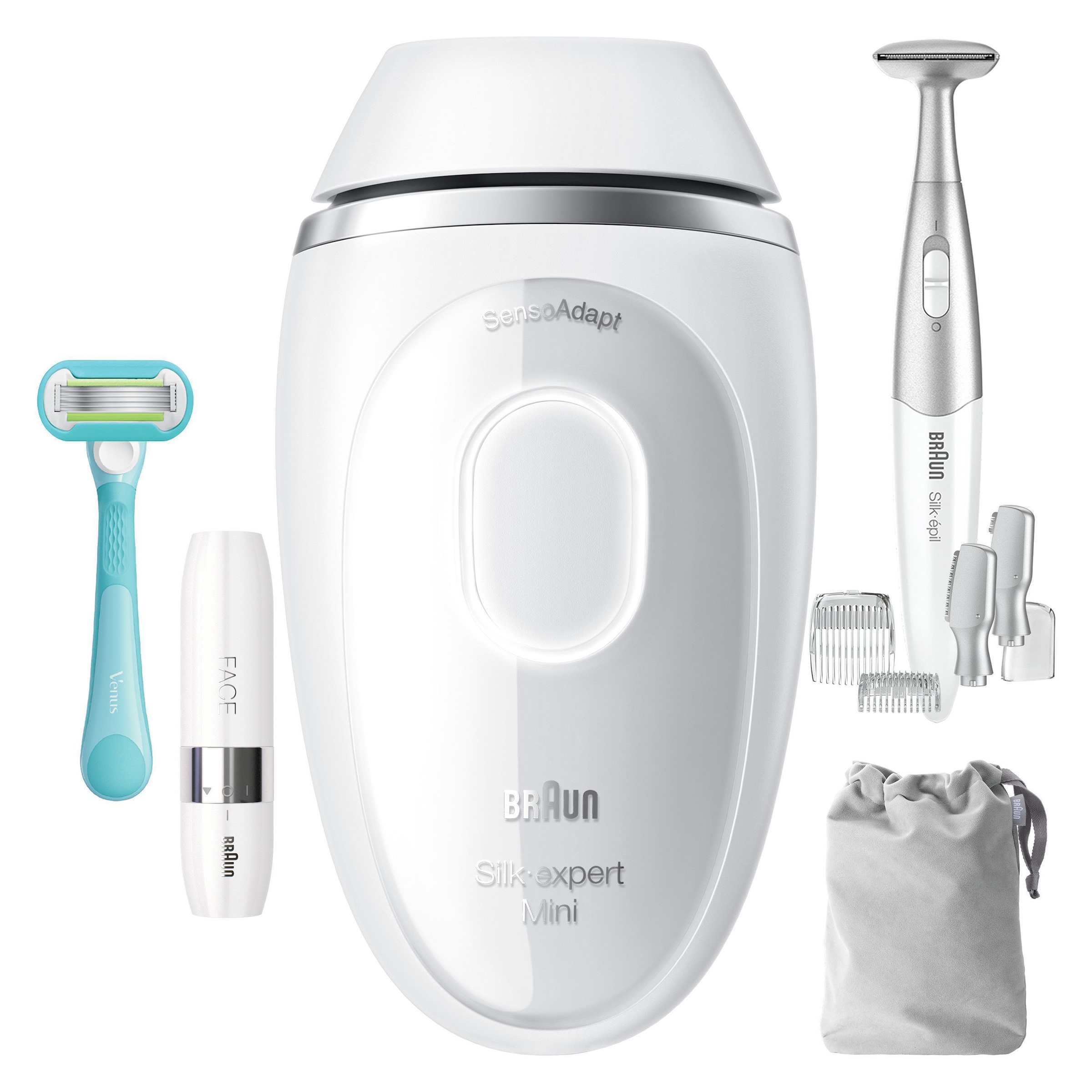 Braun IPL-Haarentferner »Silk-expert PL1115 (Modell 2026) PL1000 (Modell 2025)« 300.000 Lichtimpulse Mini-Haarentfernungsgerät, kompakte Größe für unterwegs