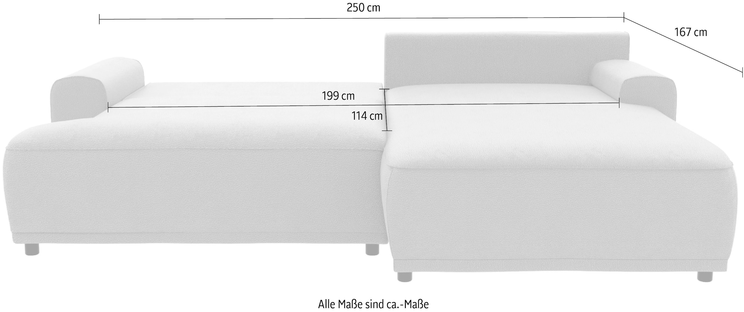 TRENDMANUFAKTUR Ecksofa »Fordon, Schlafsofa mit Bettkasten, Couch in L-Form, Breite 250 cm«, in Struktur fein LEO, haustierfreundlich, schlamm, Recamiere rechts